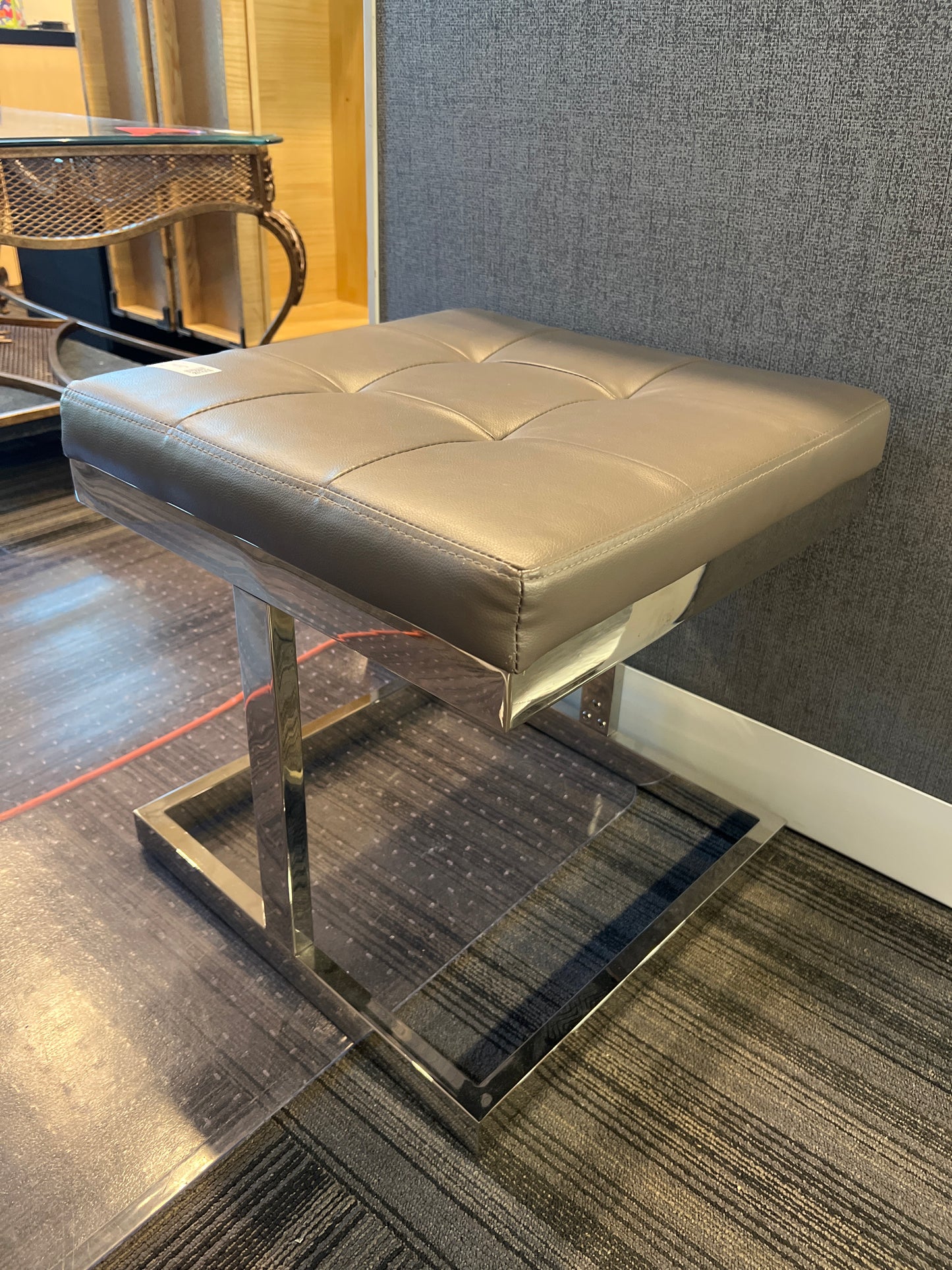 Modern Chrome & Faux Leather Stool