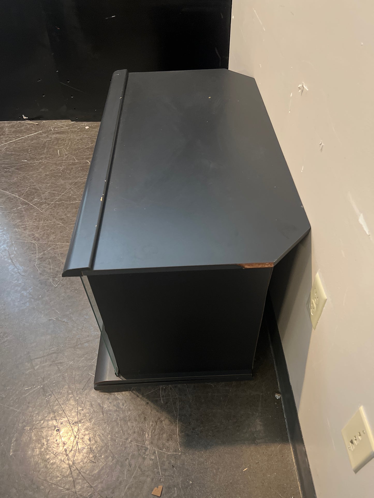 Dark Gray Glass-Front Media Cabinet