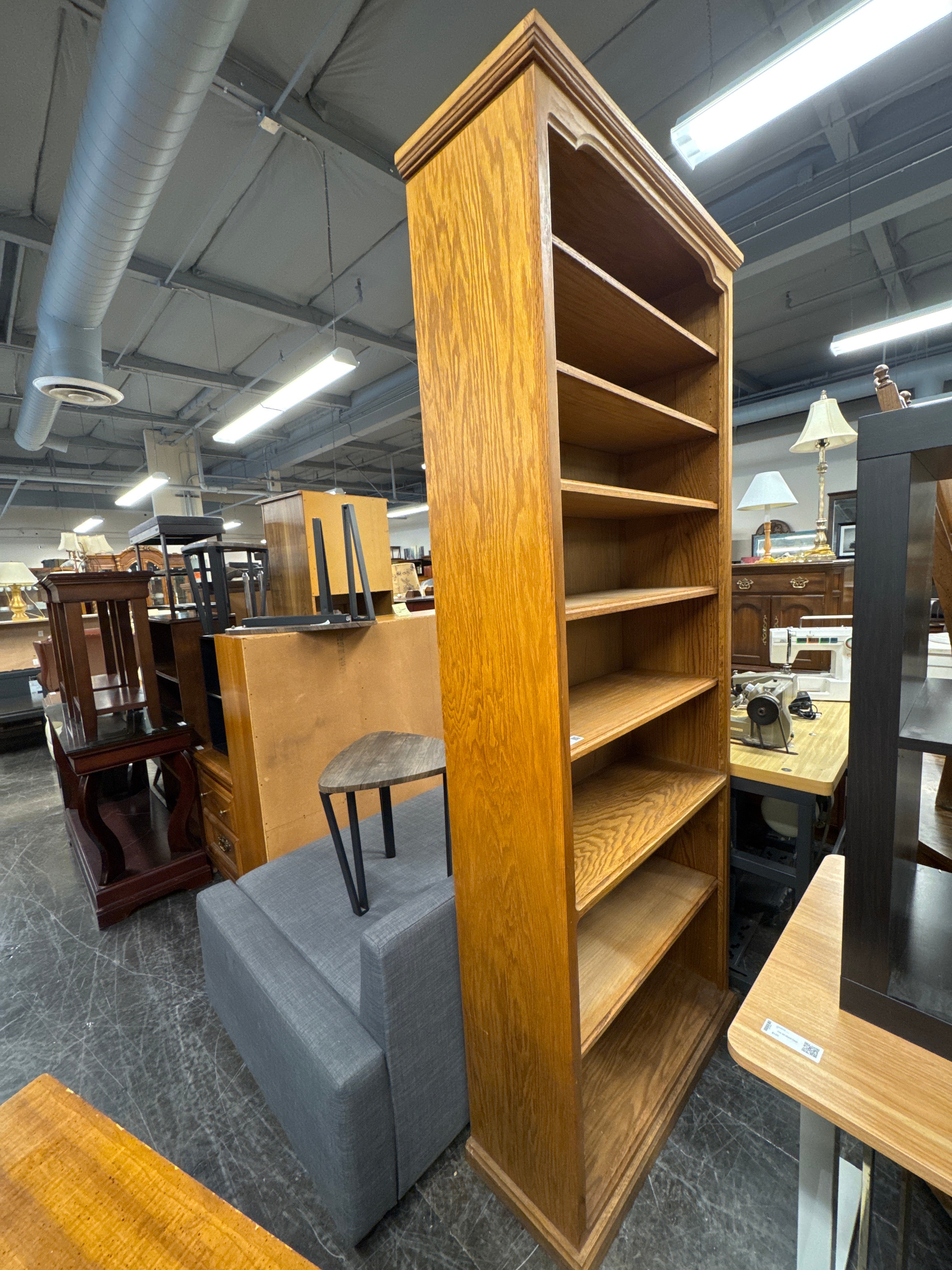 Tall Solid Wood Bookcase with Moulding Detail