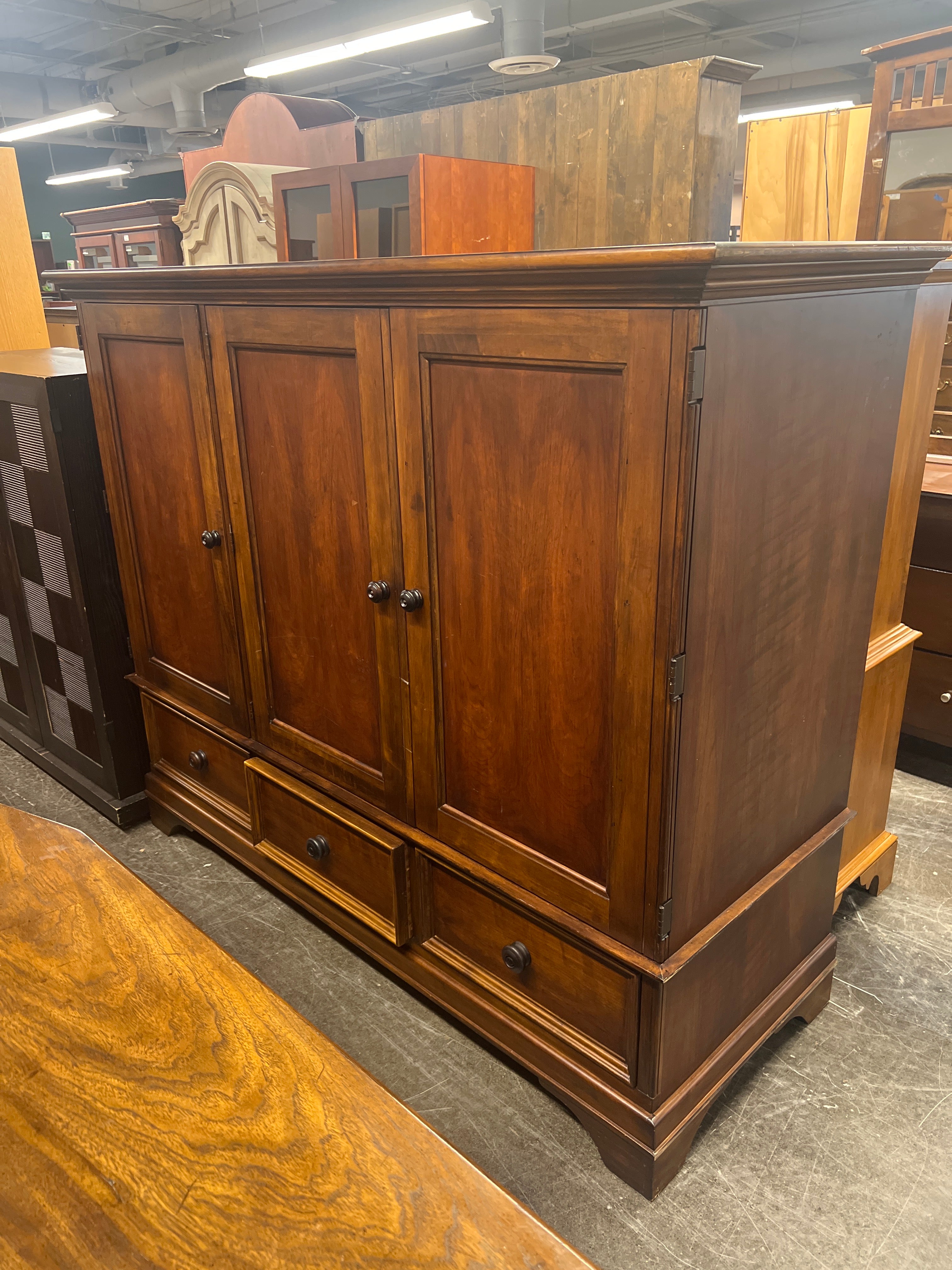Traditional Dark Wood Storage Armoire with Drawers