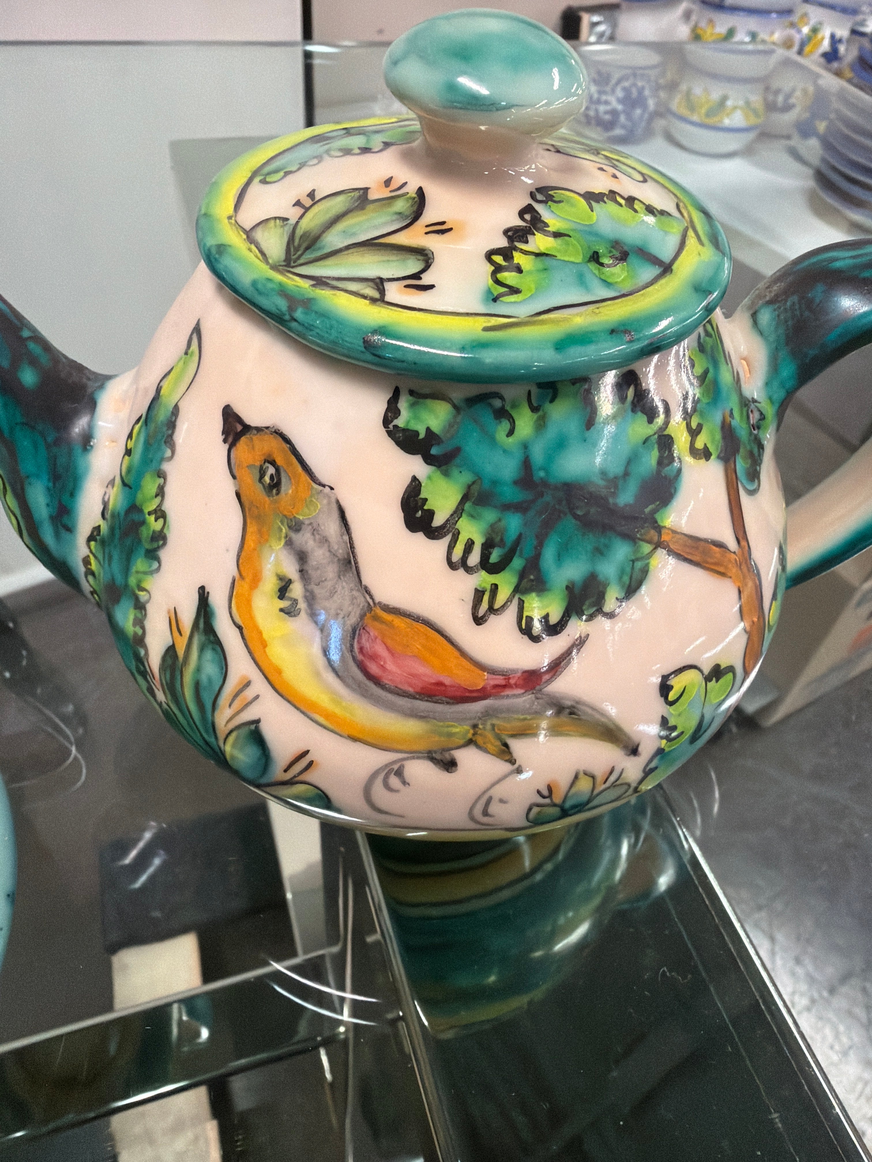 Vintage Hand-Painted Puente del Arzobispo Pottery Coffee & Condiment Set | 21 Pieces, Cerámica Cruz
