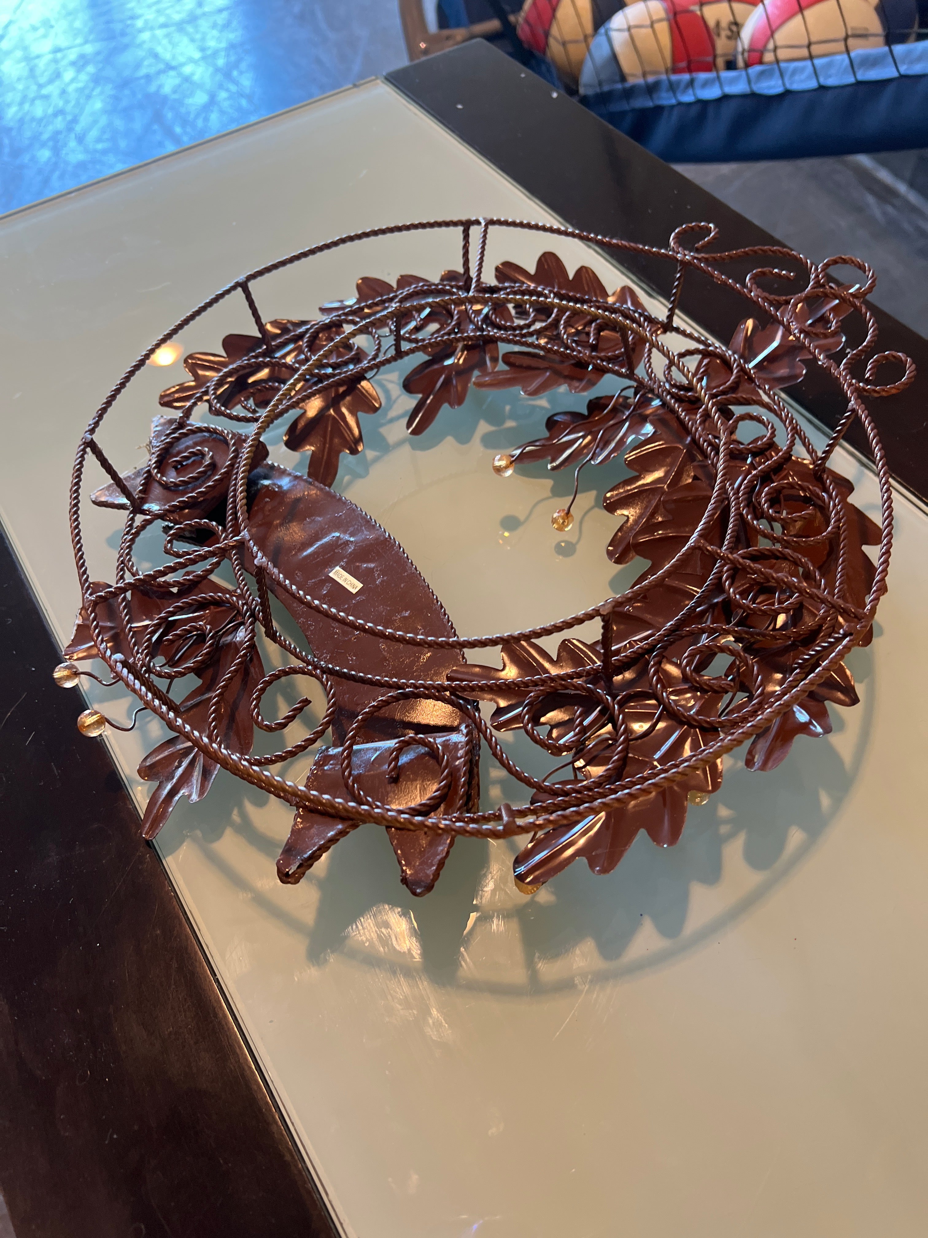 Rustic Autumn Welcome Wreath Metal Wall Decor