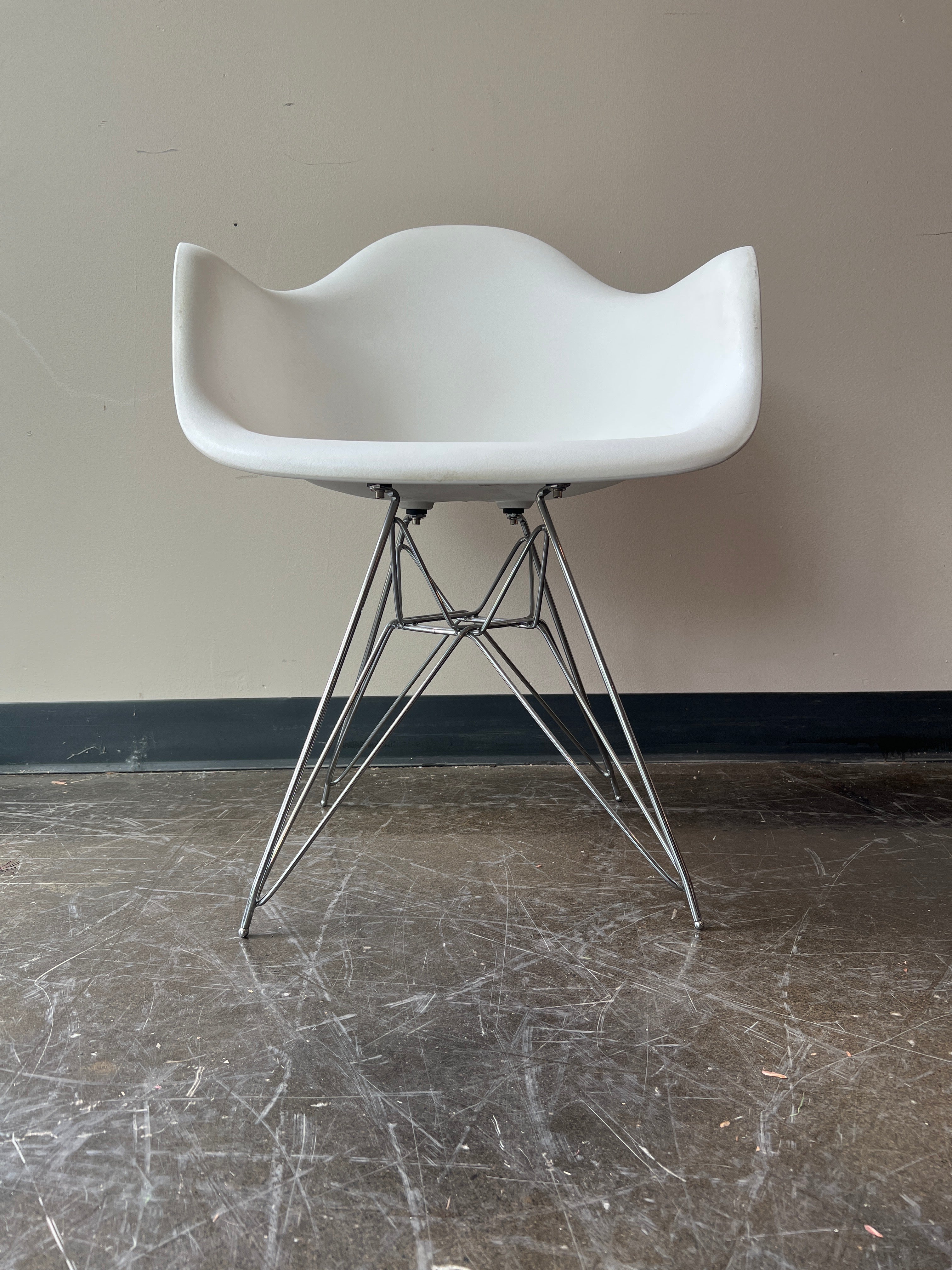 Eames Inspired Plastic Armchair with Chrome Legs