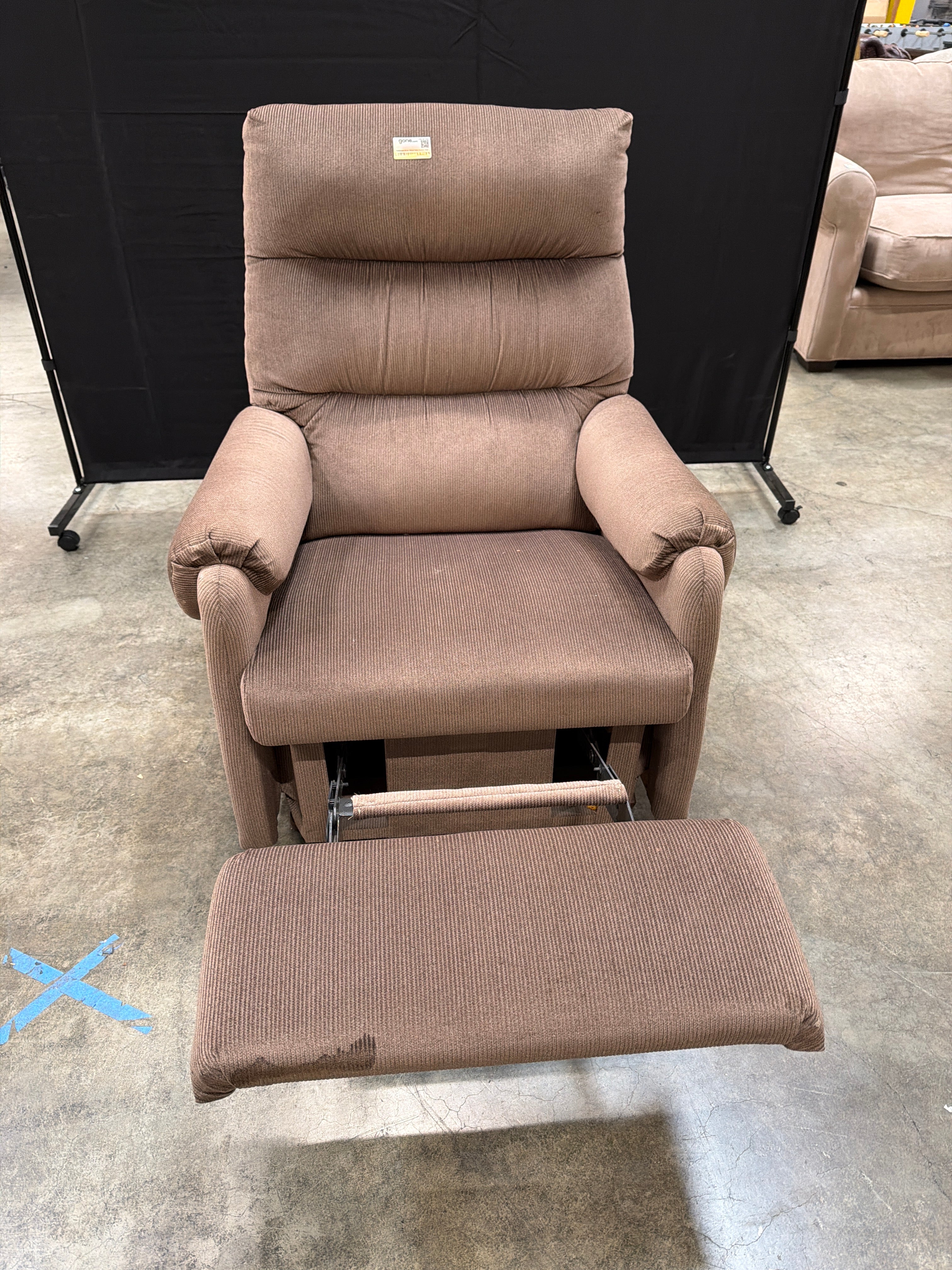 LaZBoy Comfortable Brown Ribbed Fabric Recliner Chair