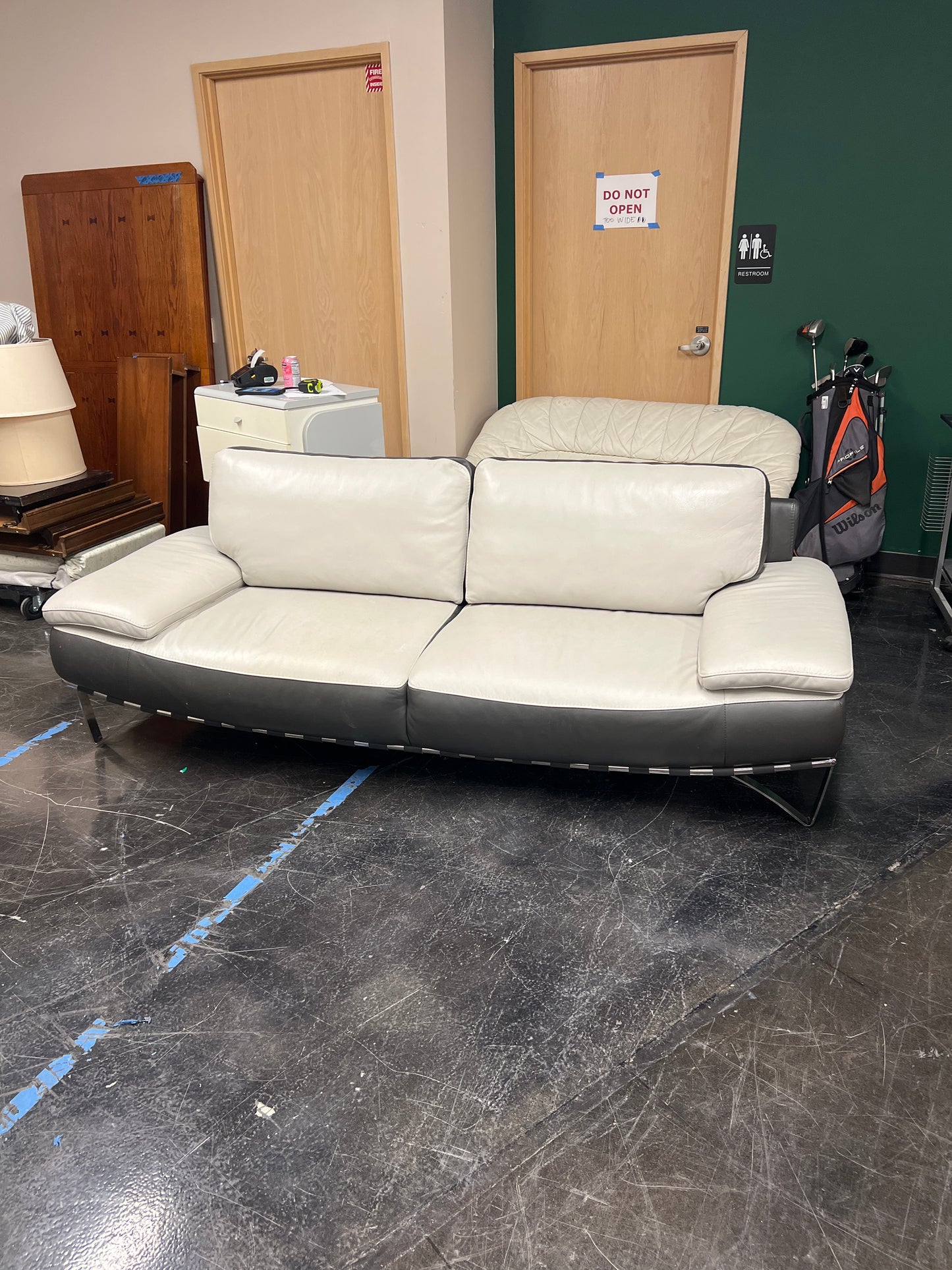 Modern Two-Tone Leather Sofa