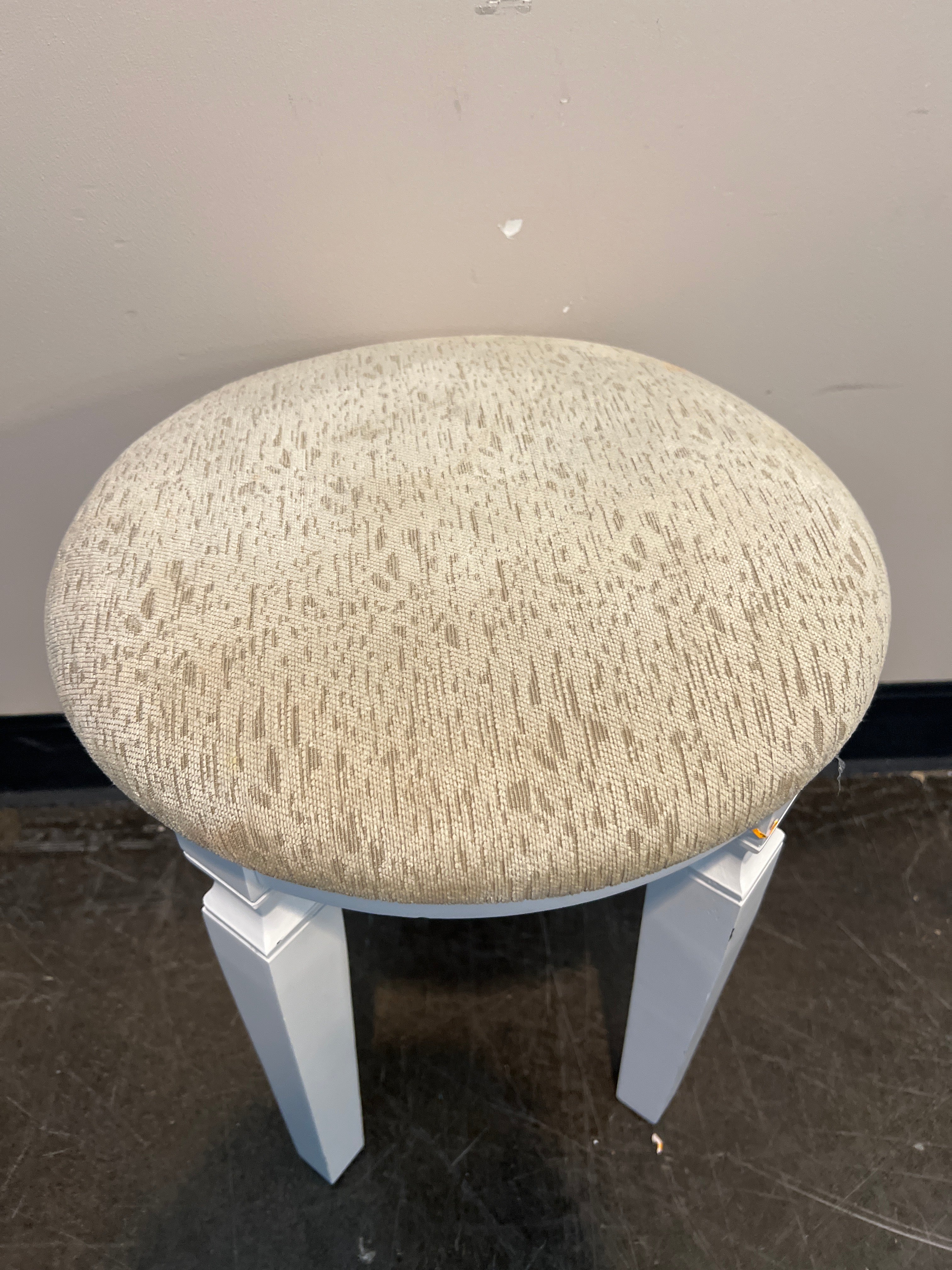 Poundex White Vanity Stool with Upholstered Seat