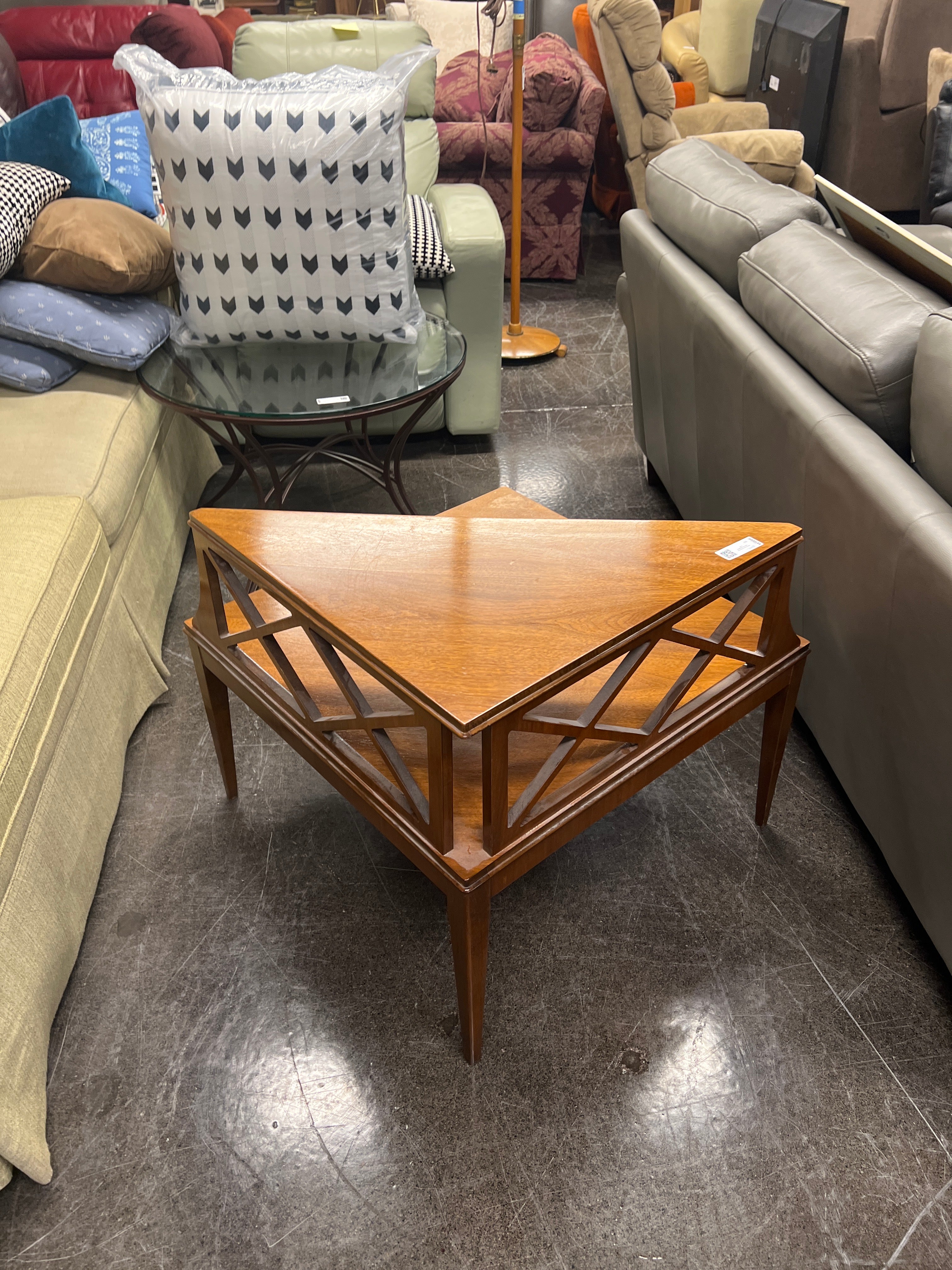 Mid-Century Wood Side Table with Magazine Shelf
