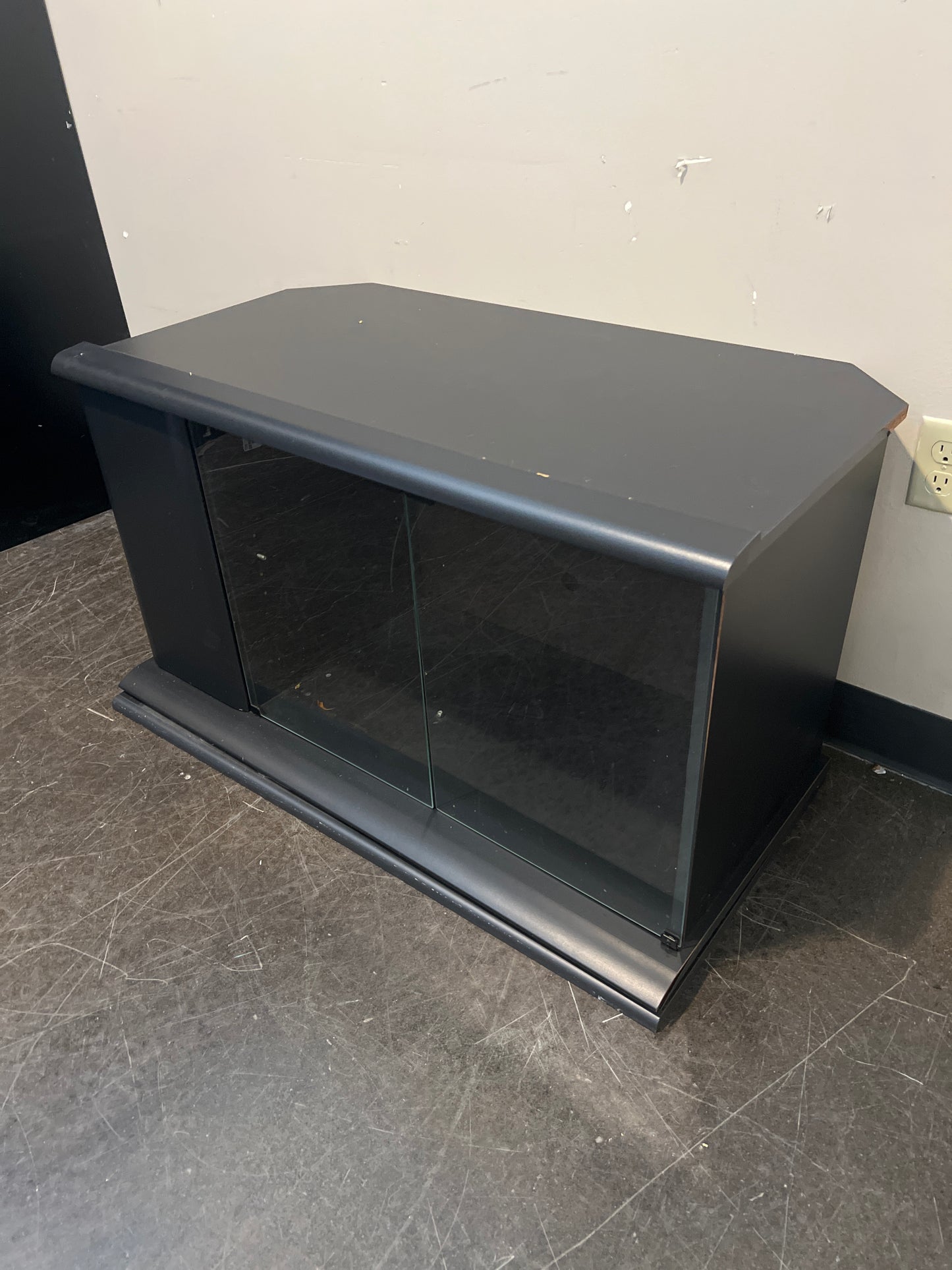 Dark Gray Glass-Front Media Cabinet