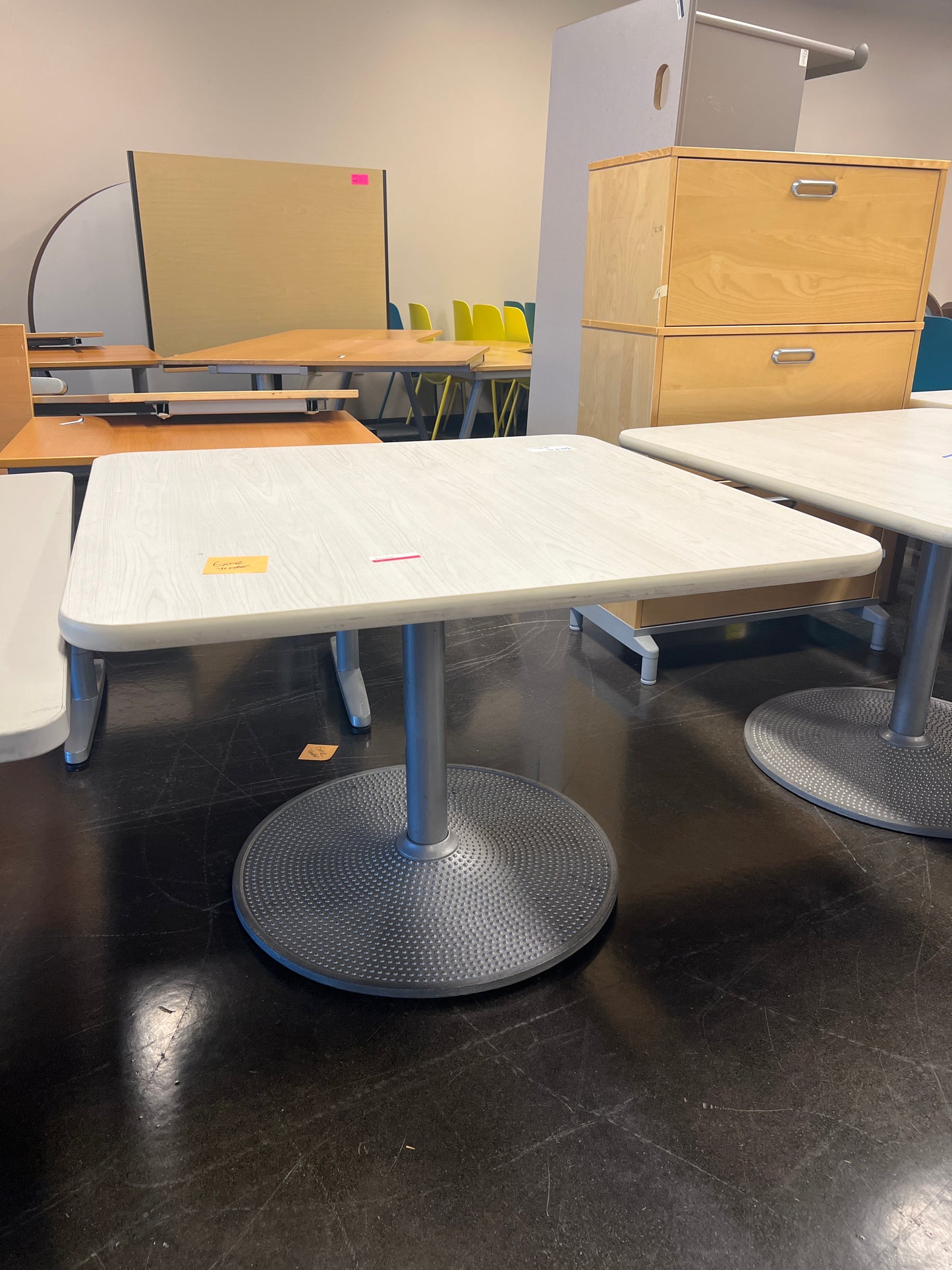 White Square table w/ Metal Base