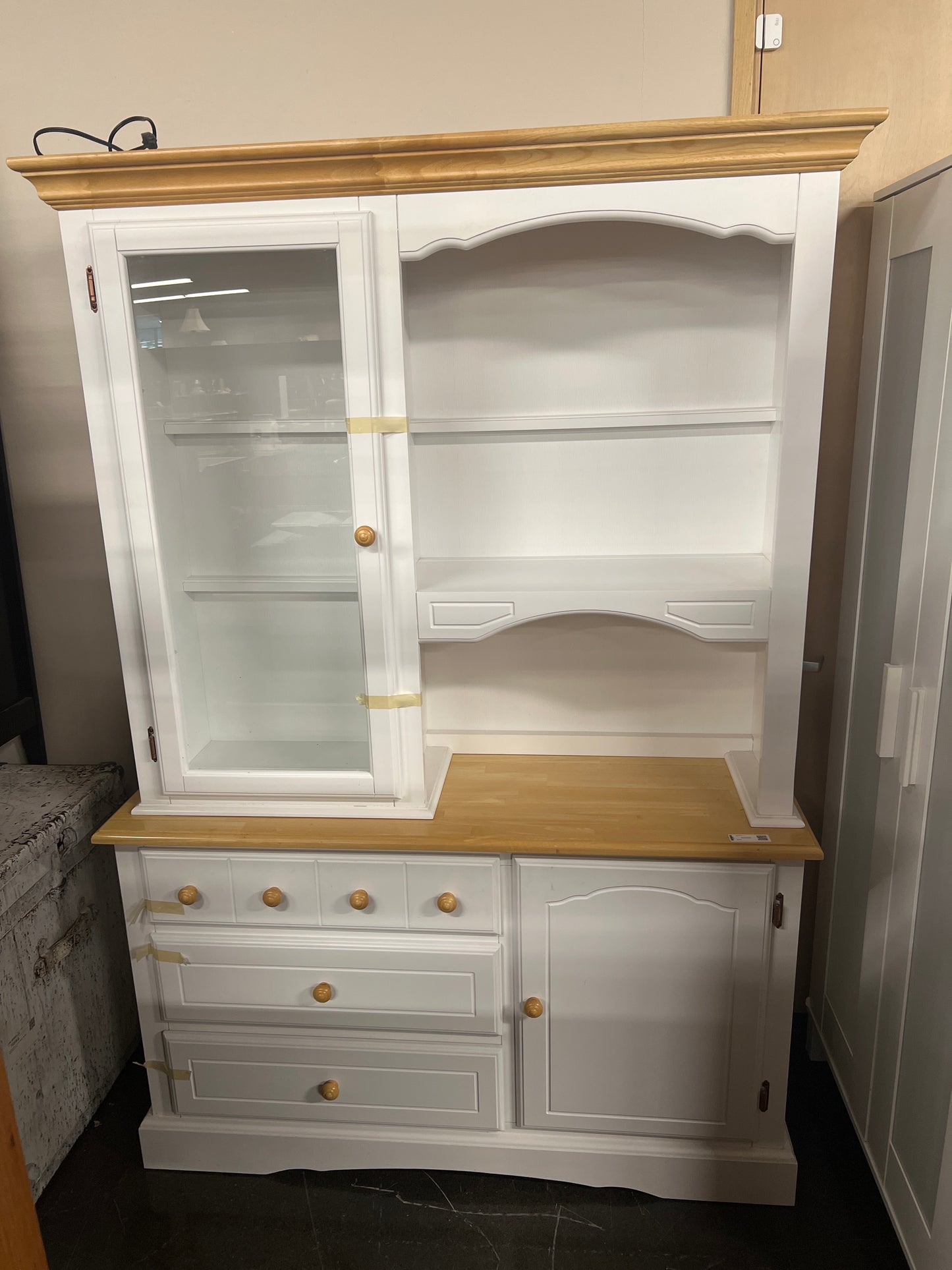 White and Wood Farmhouse Hutch