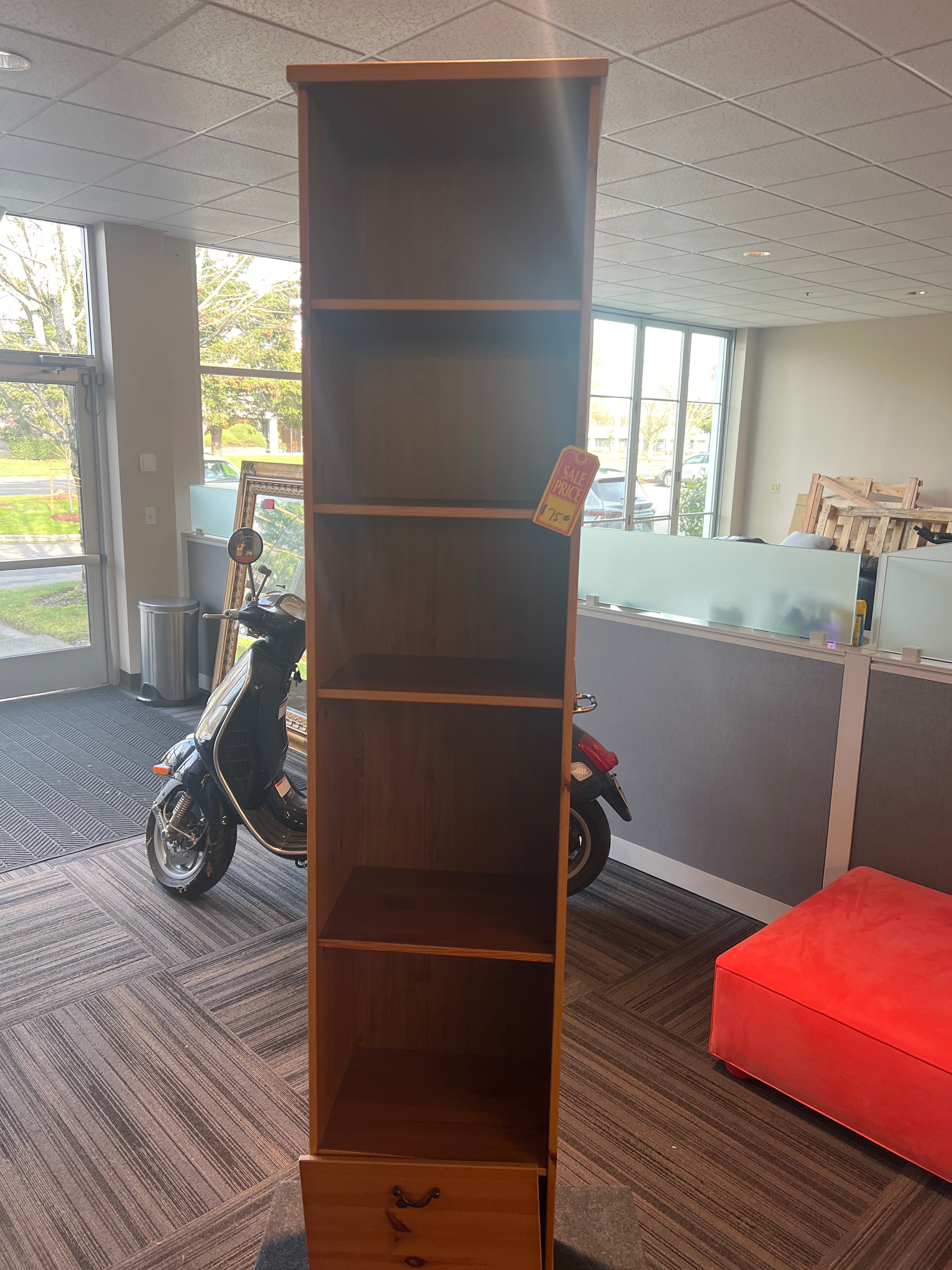 Narrow Tall Pine bookshelf