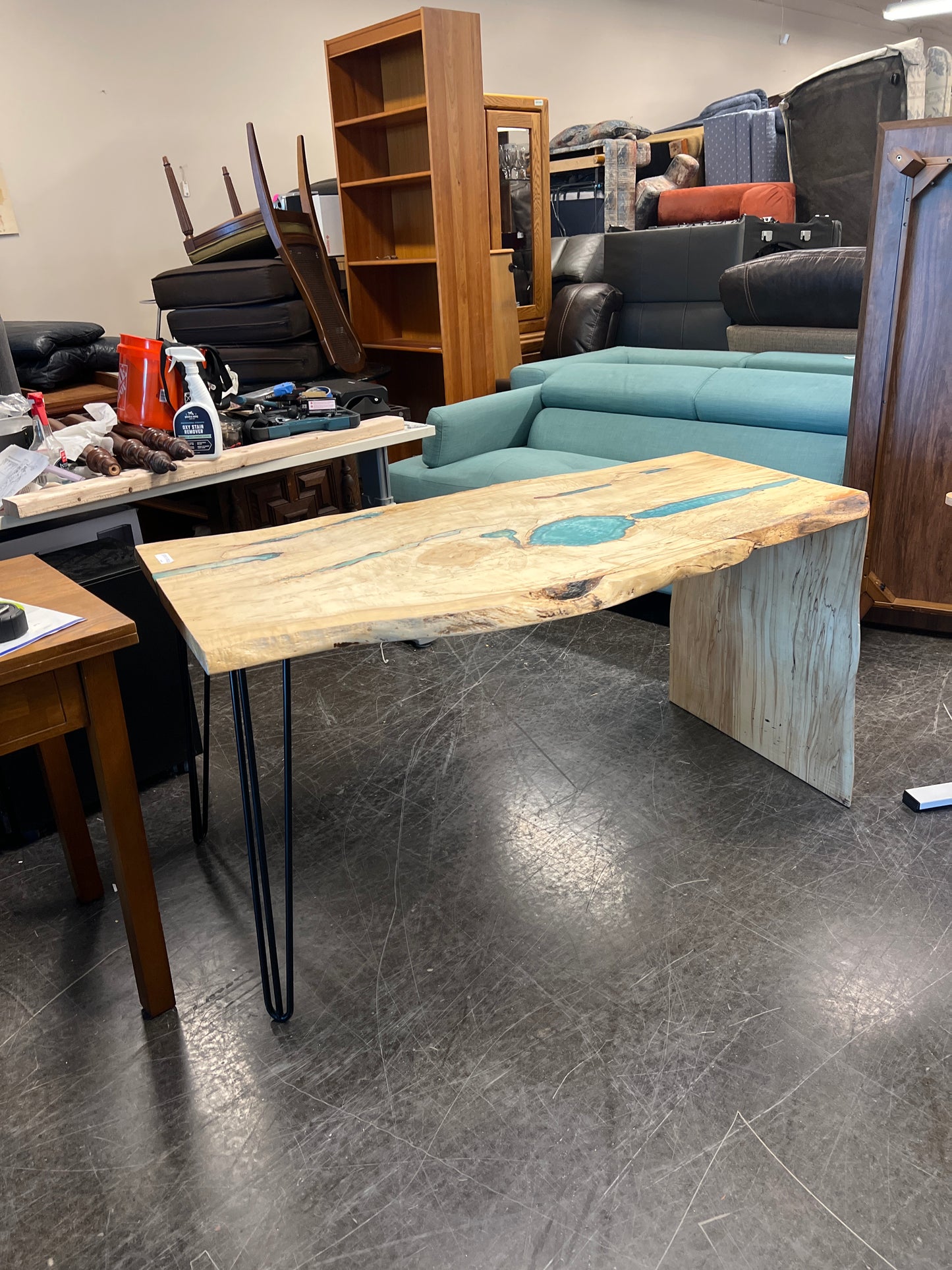 Live Edge Resin River Desk