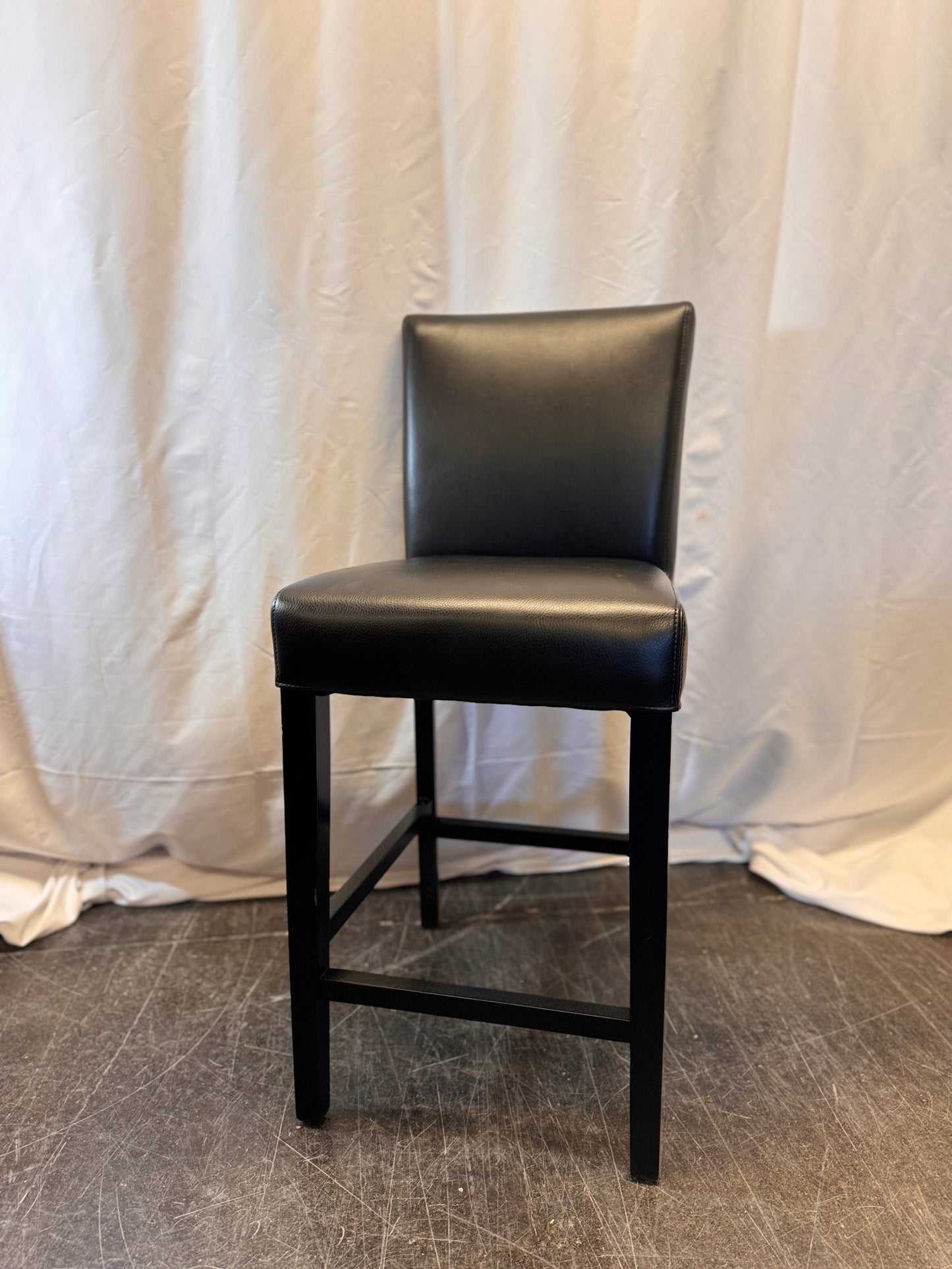 Crate and Barrel: Lowe Onyx Leather Counter Stool with Ebony Wood Legs (Three Available)