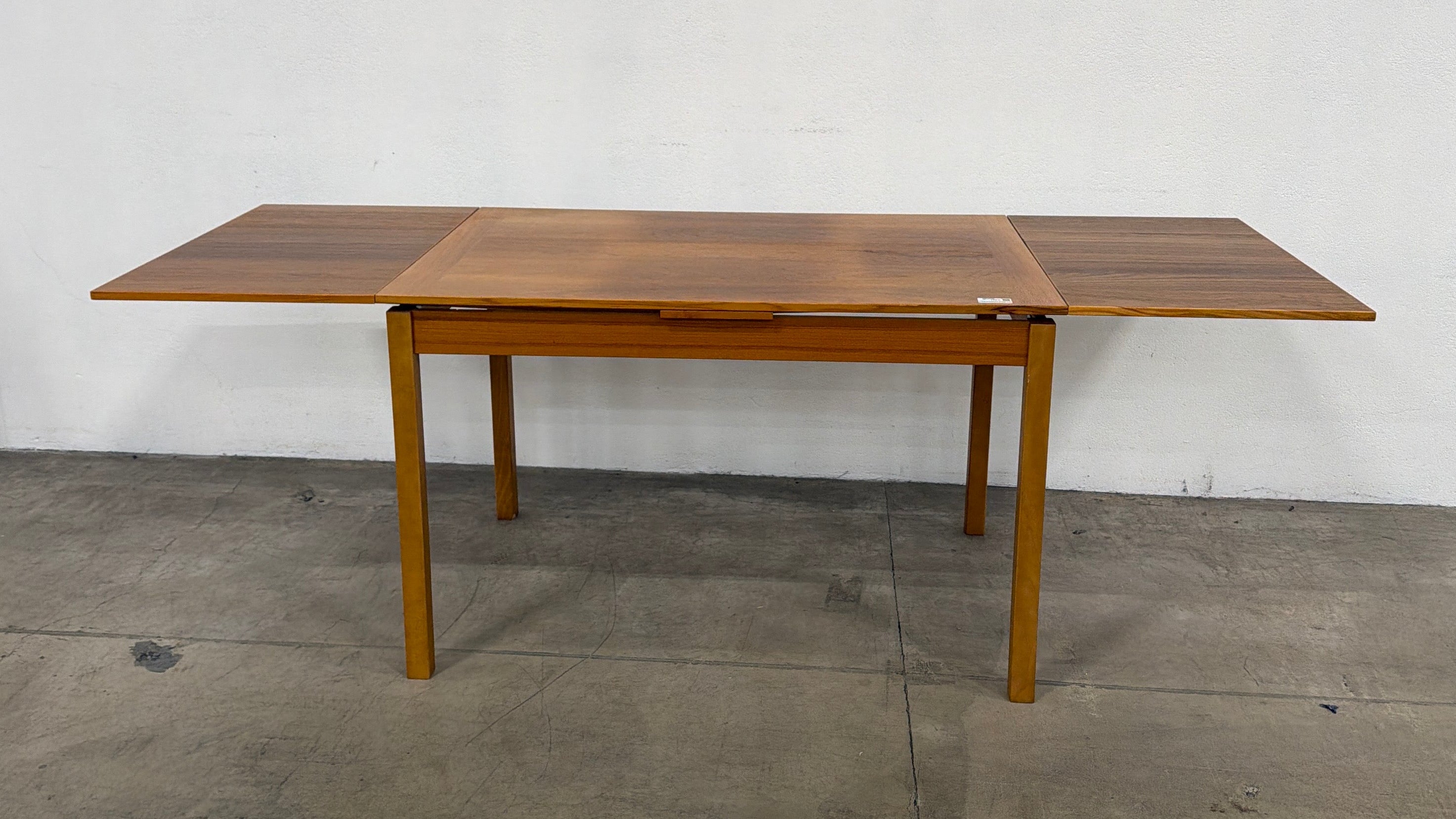 Vintage 1960s Danish Modern Teak Draw-Leaf Expanding Dining Table - Made in Denmark