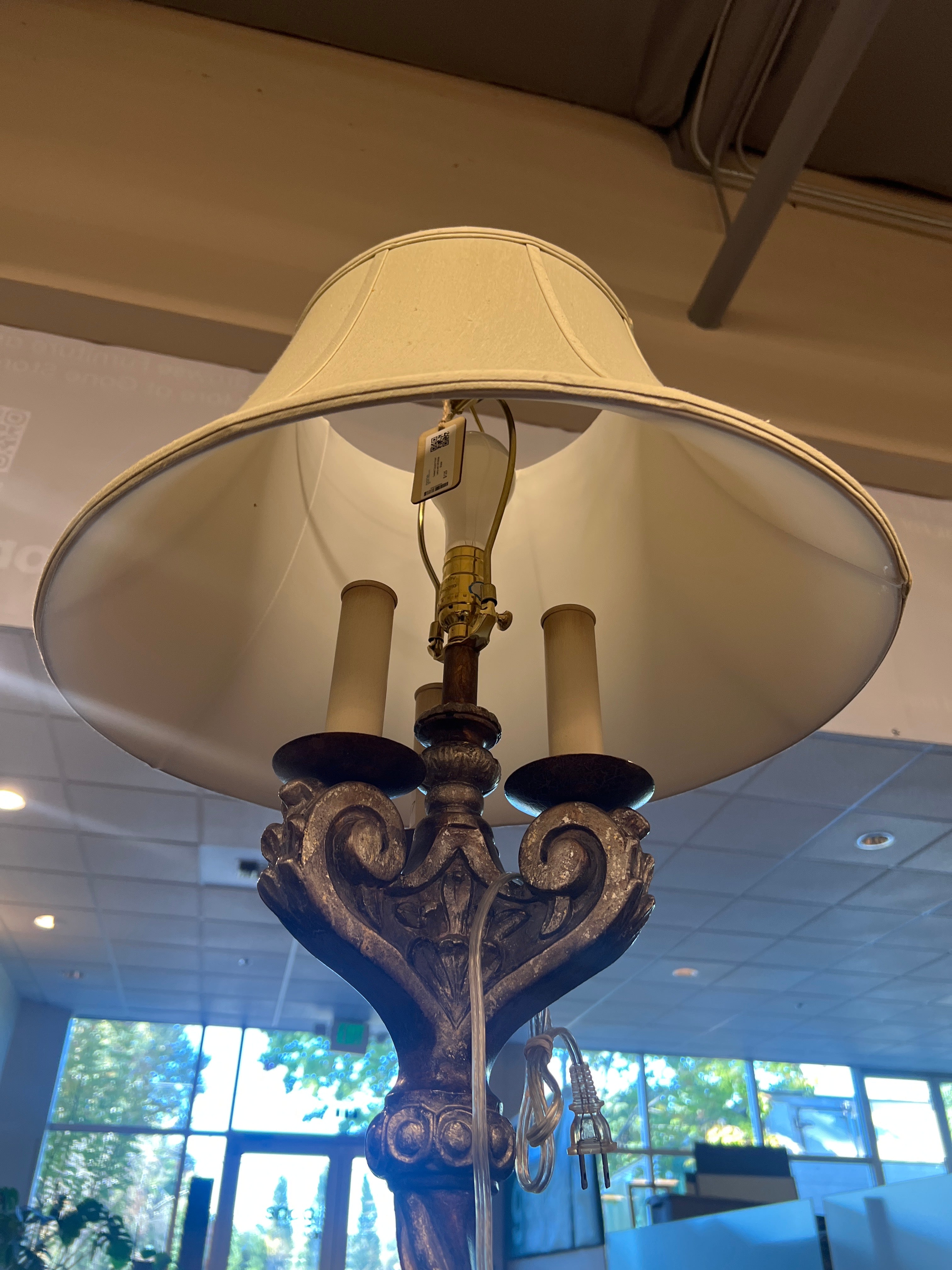 Twisted Column Floor Lamp with Off-White Shade