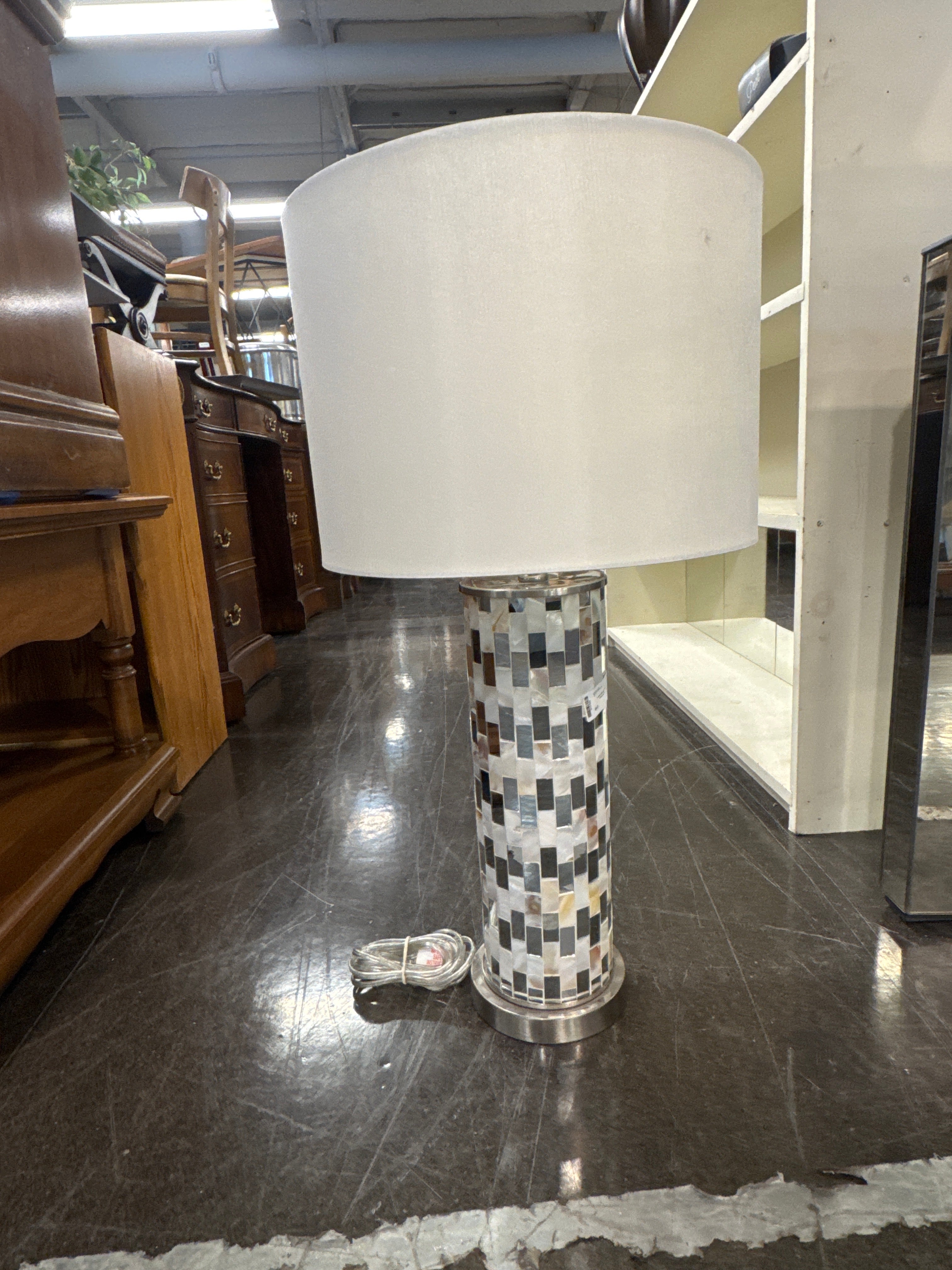 Lamp with Mirror and Shell Accent