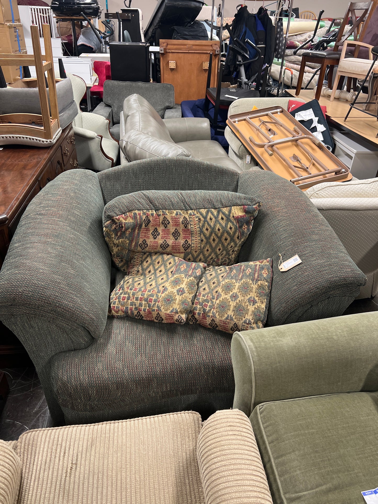 Simple Design Gray Green Arm Chair