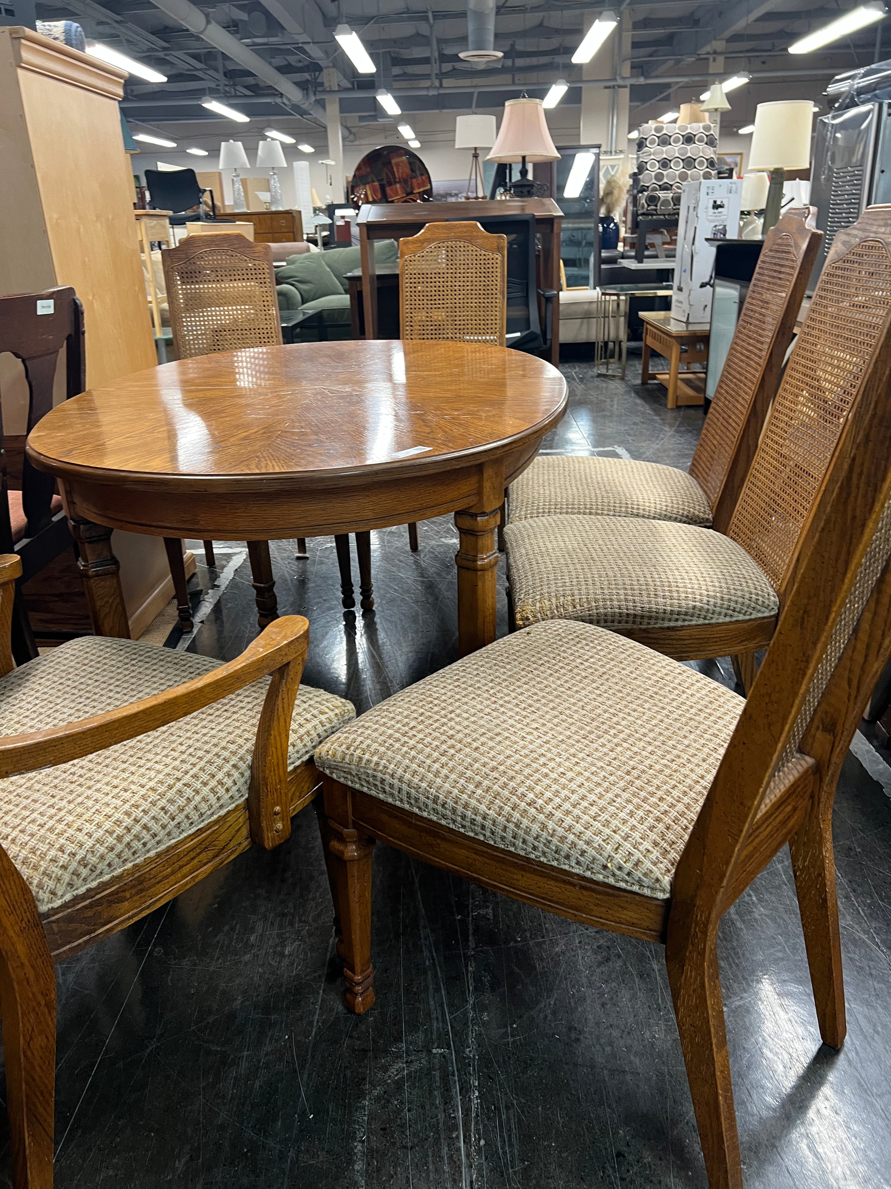 Oval Dining Table with Six Chairs