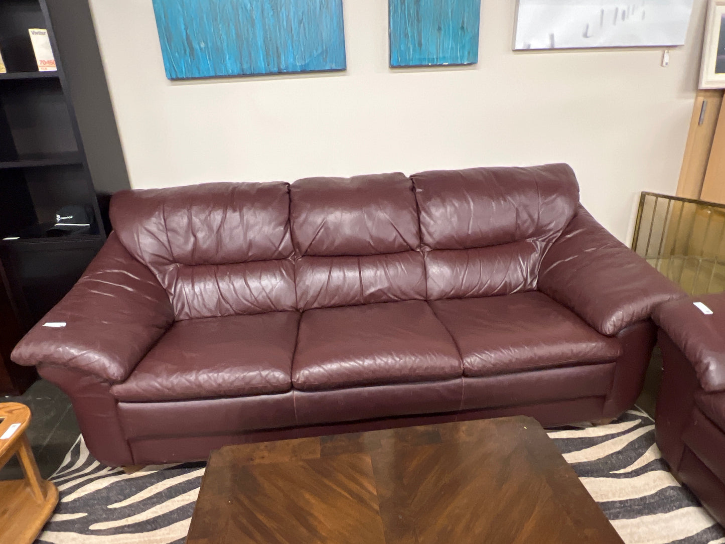 Faux Leather Mahogany Couch