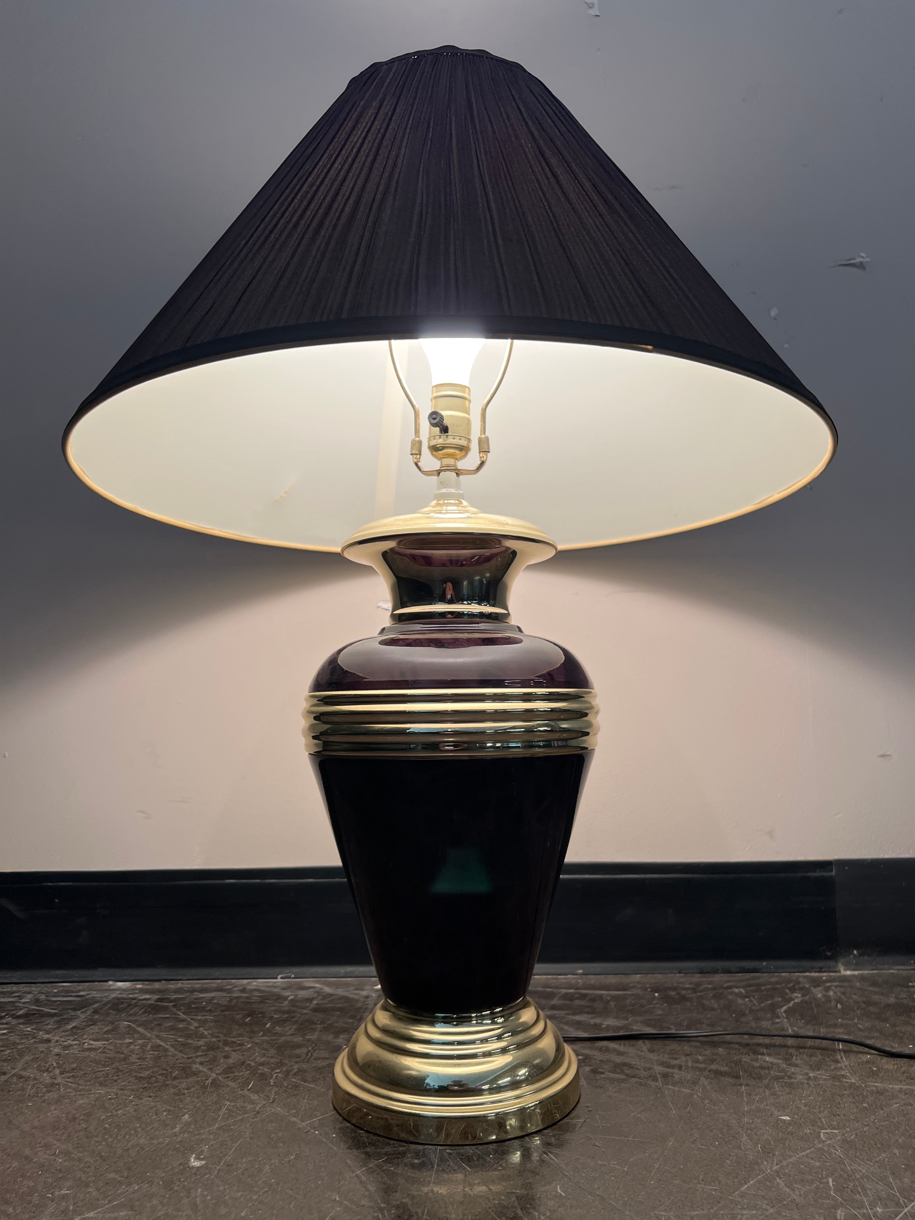Classic Black and Gold Table Lamp with Pleated Shade