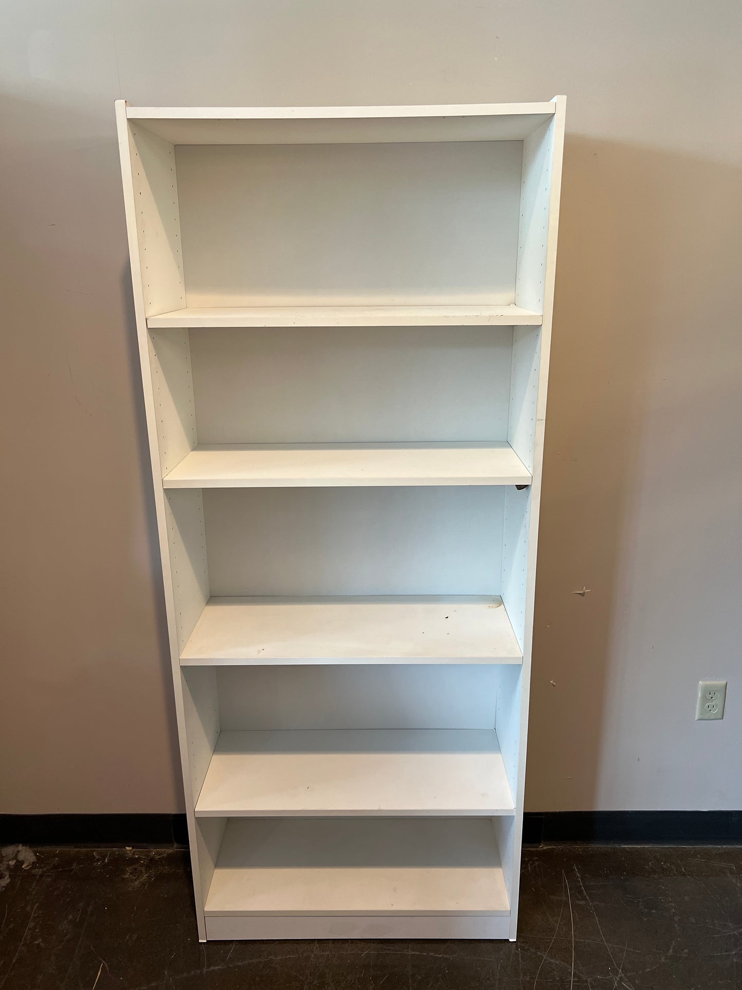 Tall White 5-Shelf Bookcase