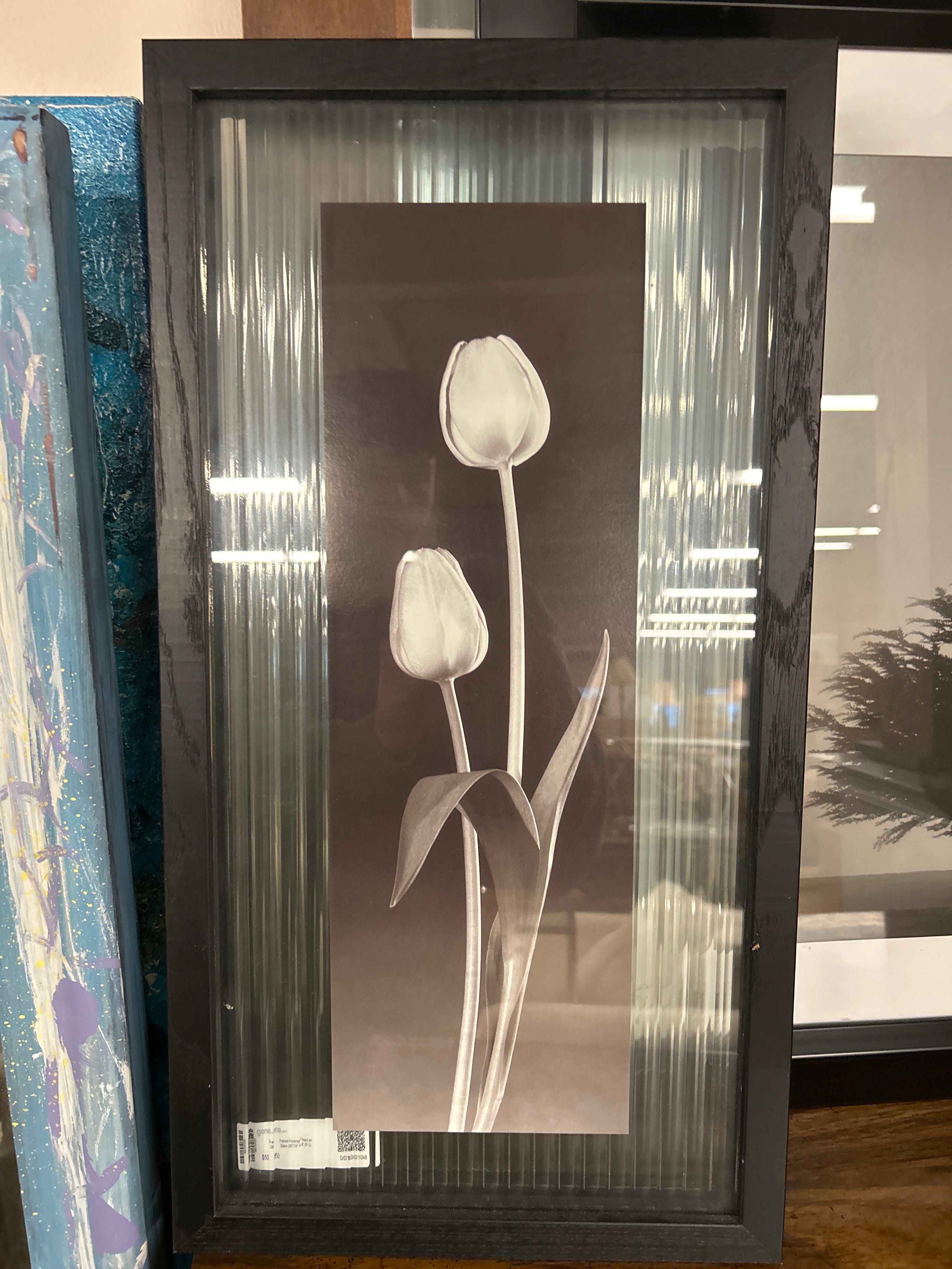 Framed Flowers on glass (SET OF 2)