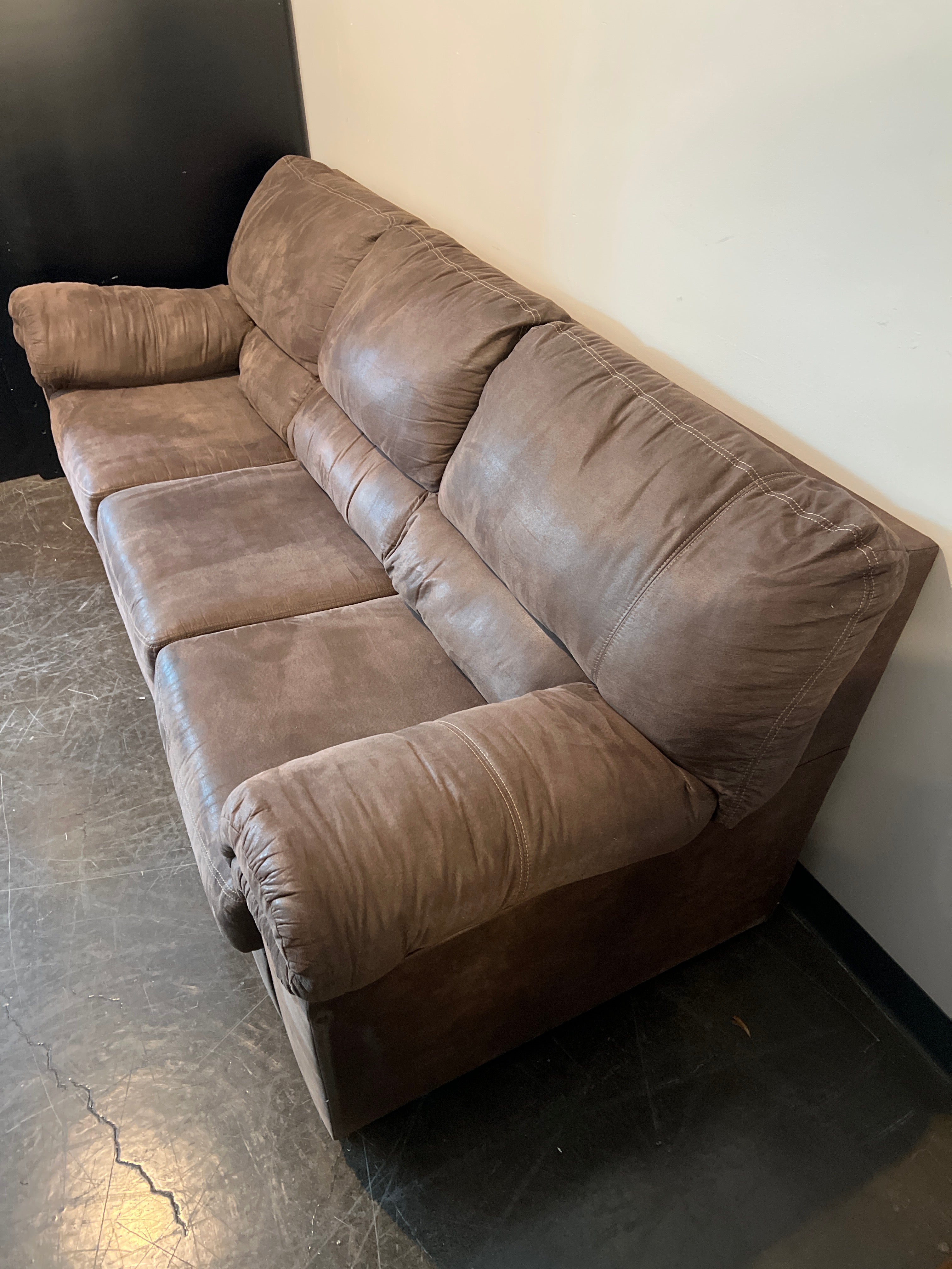 Plush 3-Seat Microfiber Sofa – Brown