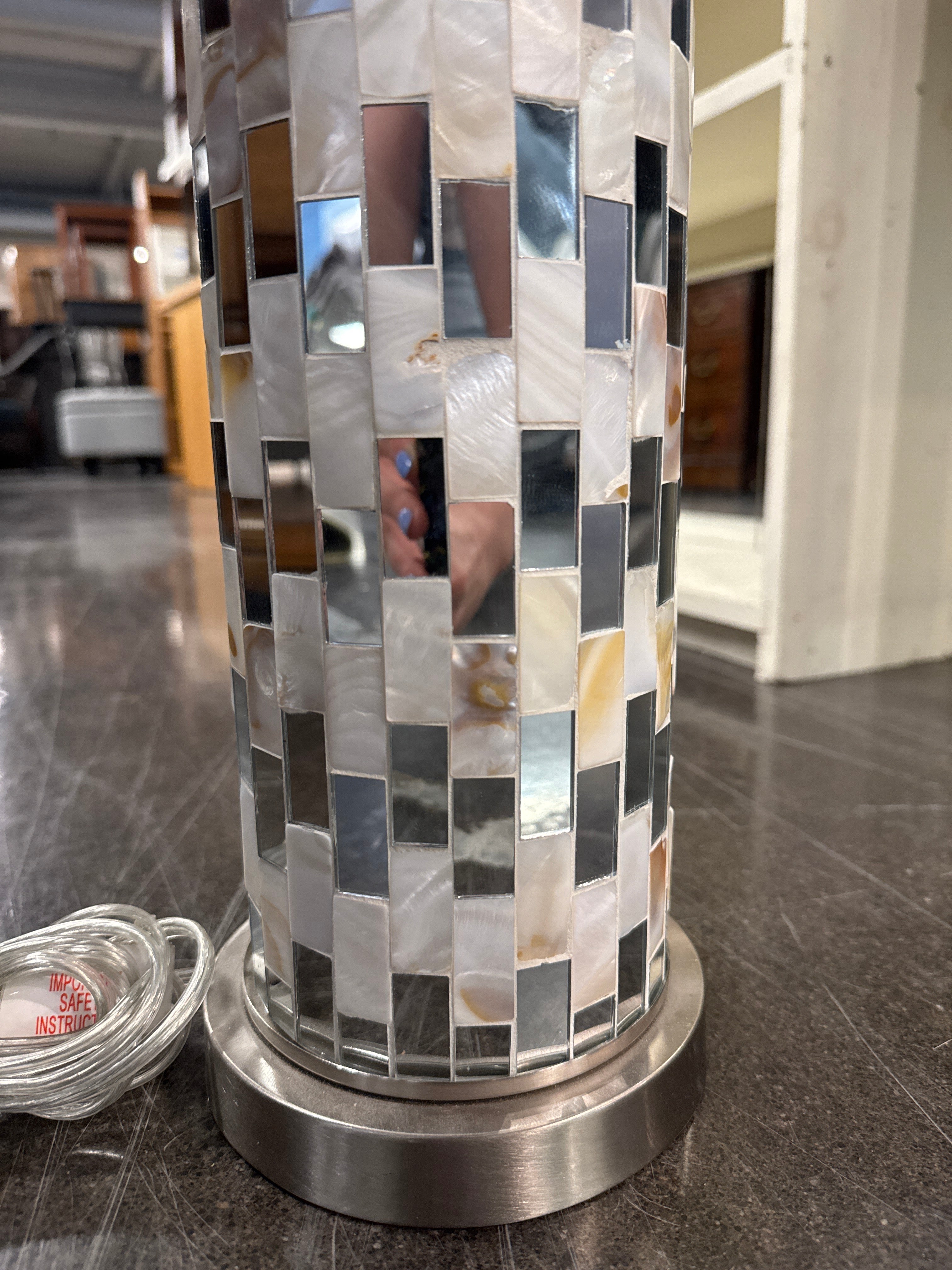 Lamp with Mirror and Shell Accent