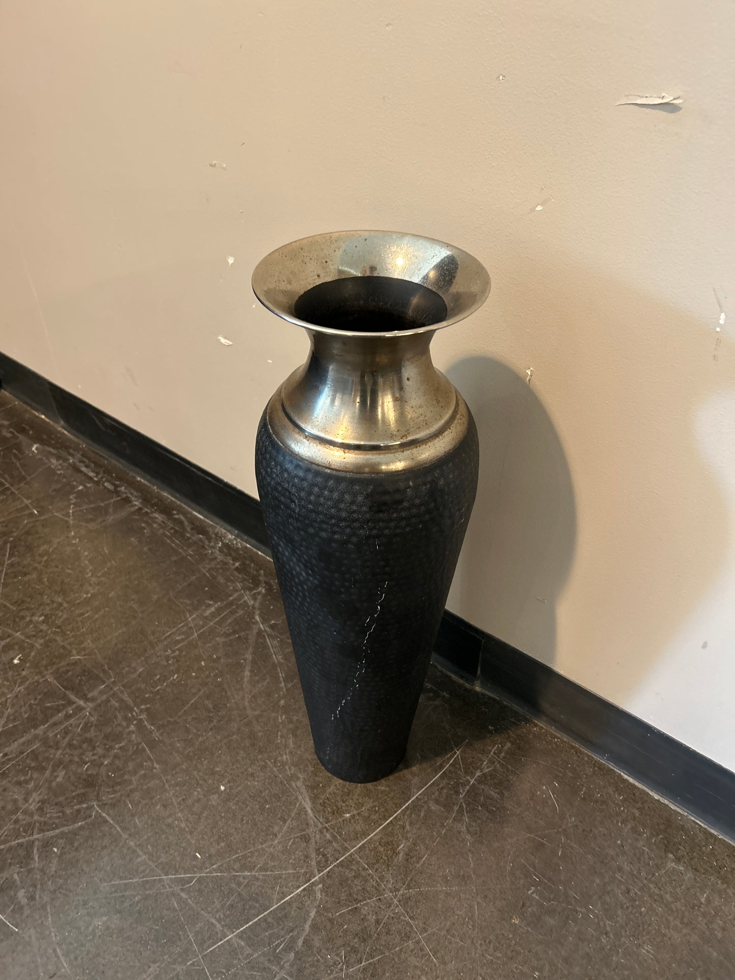Black and Silver Metal Vase