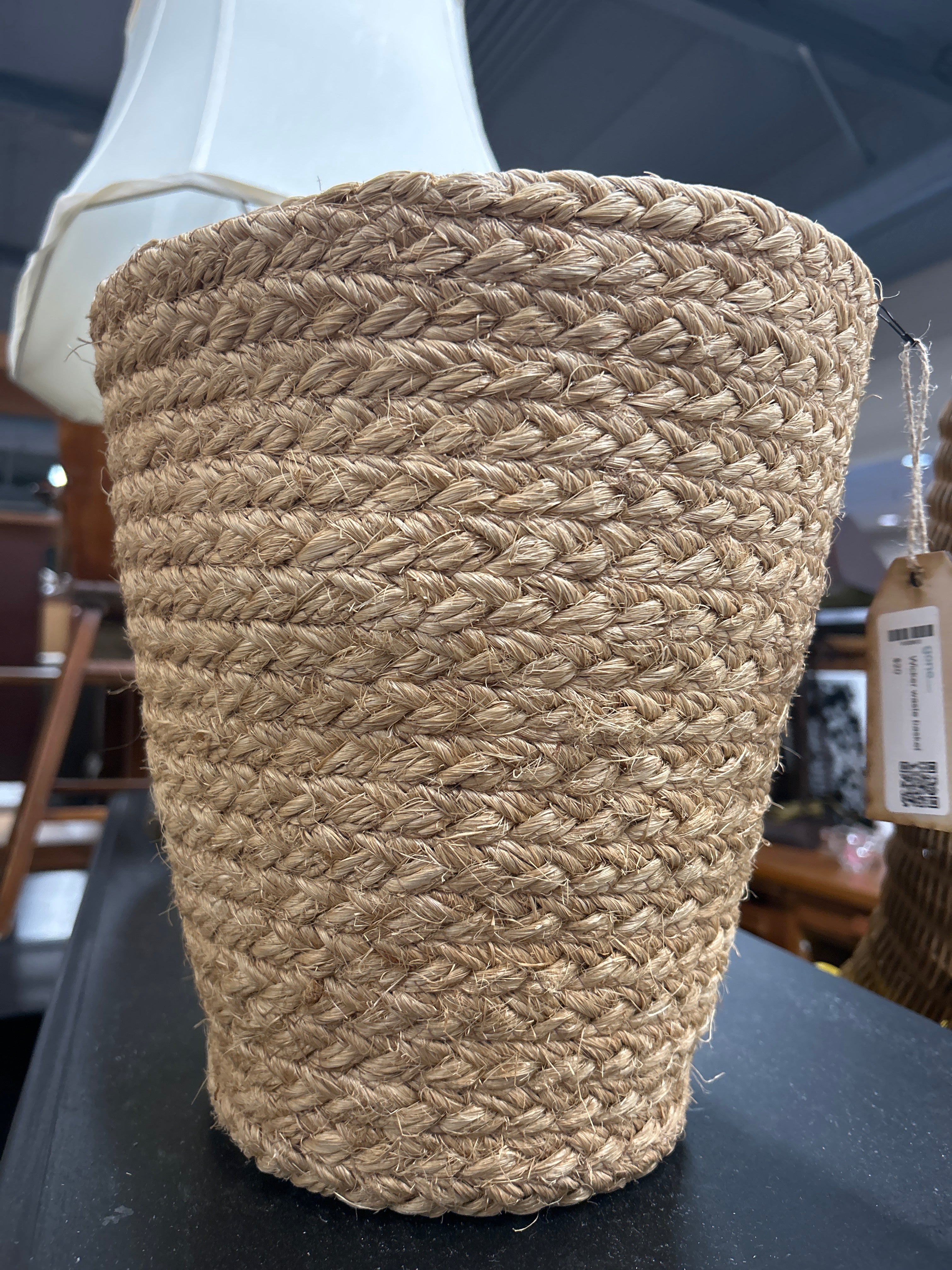 Wicker waste basket