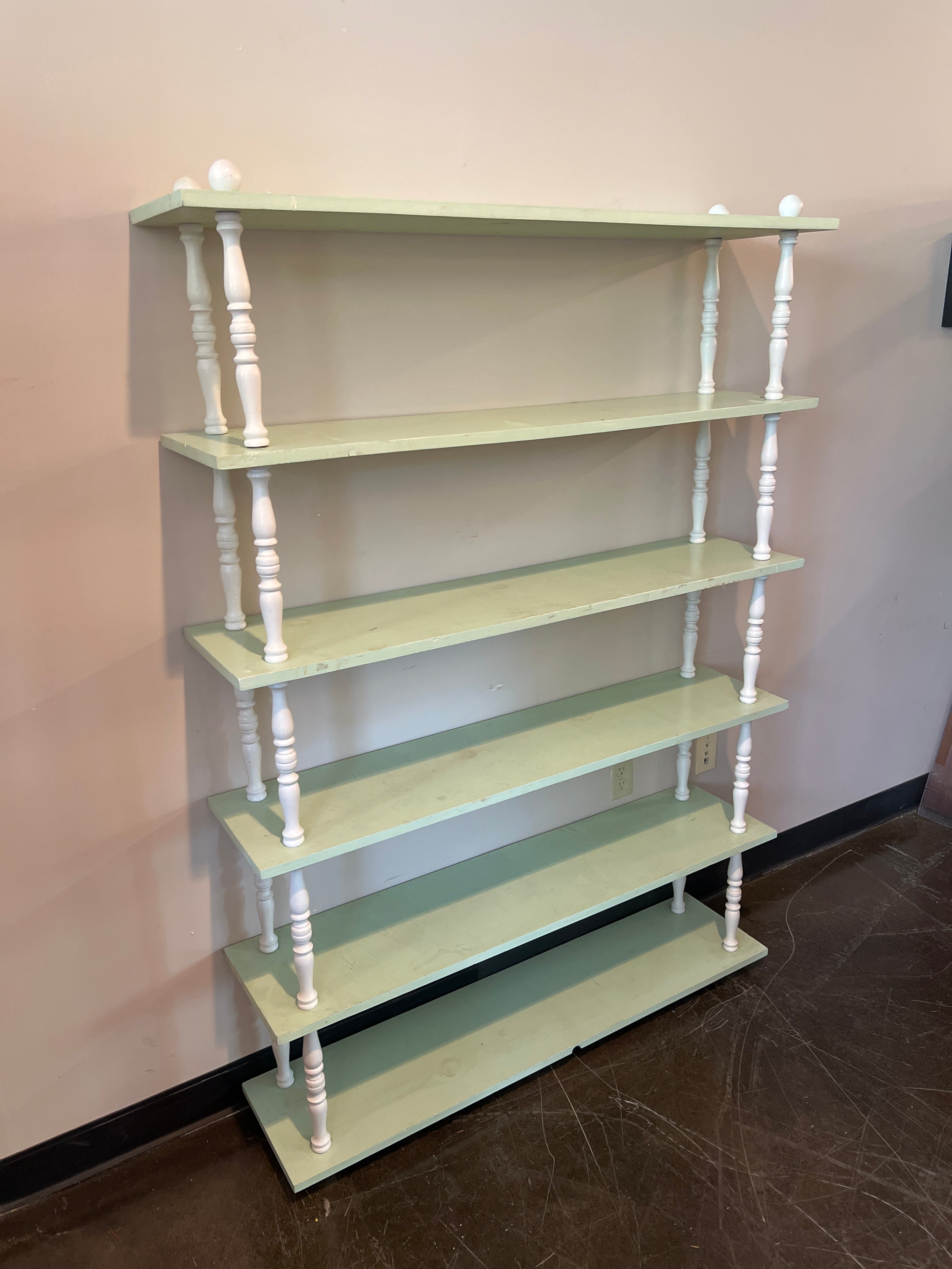 Pastel Green Spindle Shelf Unit