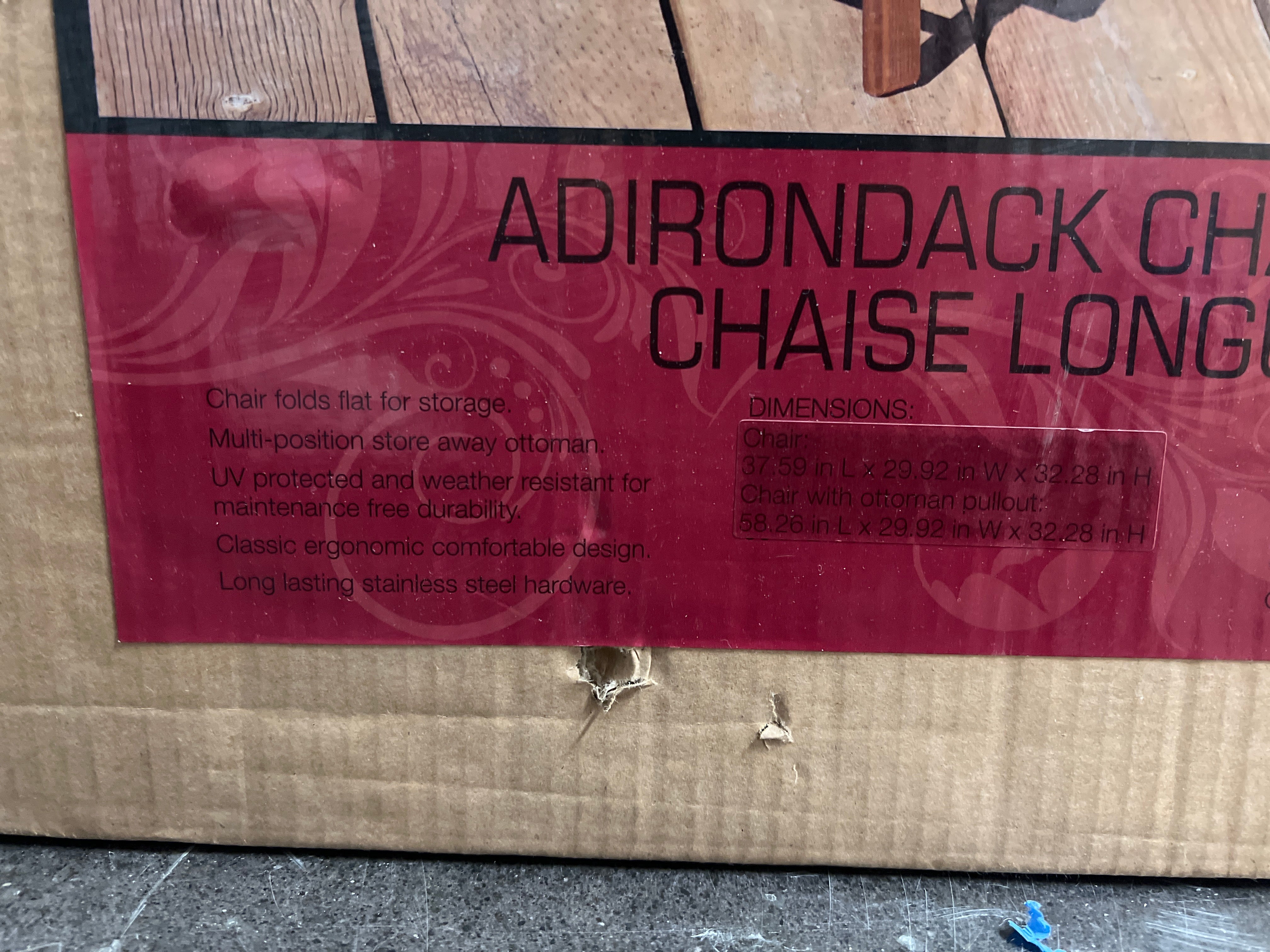 Adirondack Chair with Footrest - New in Box