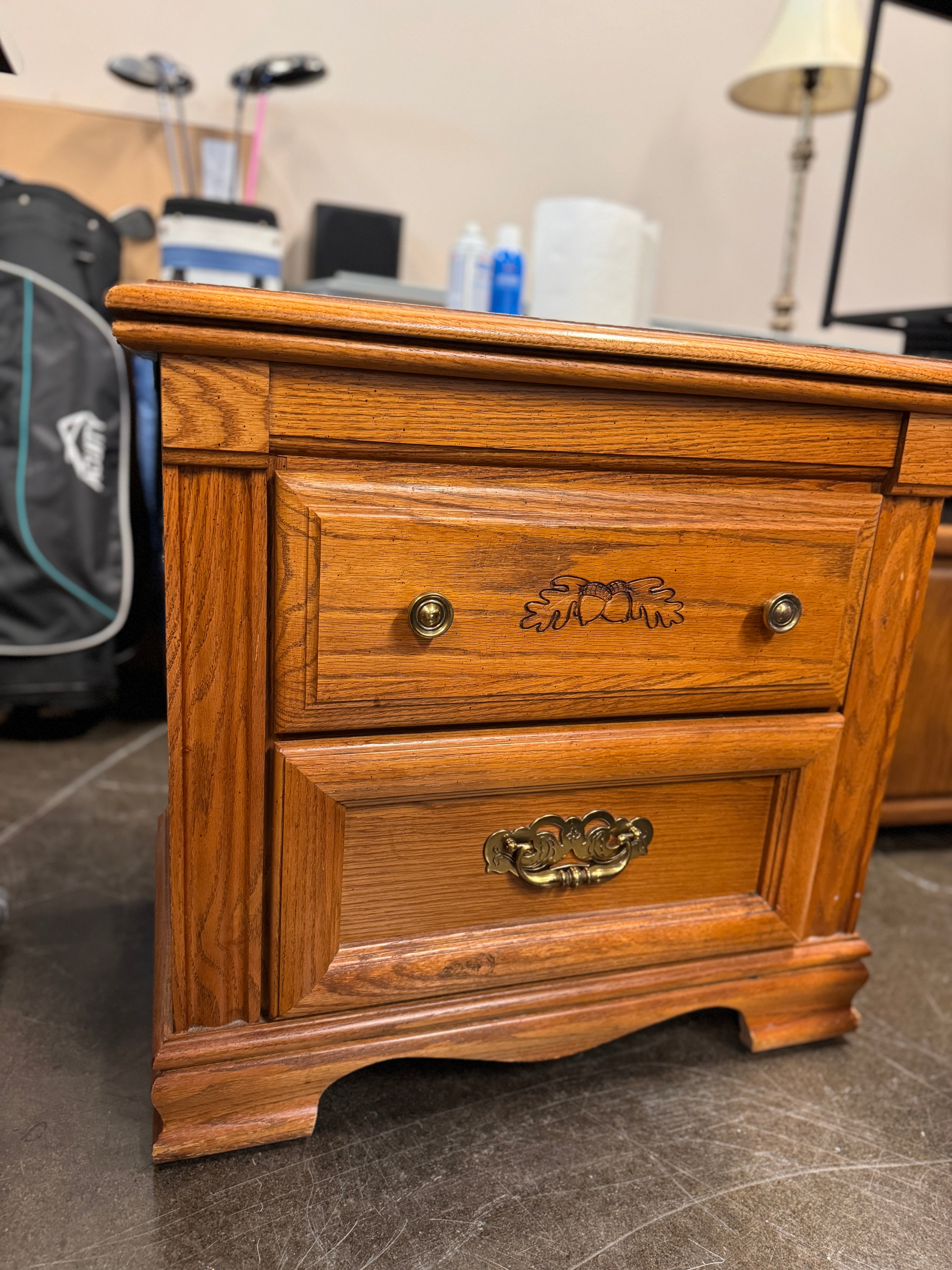 Oak 2 Drawer Night Stand