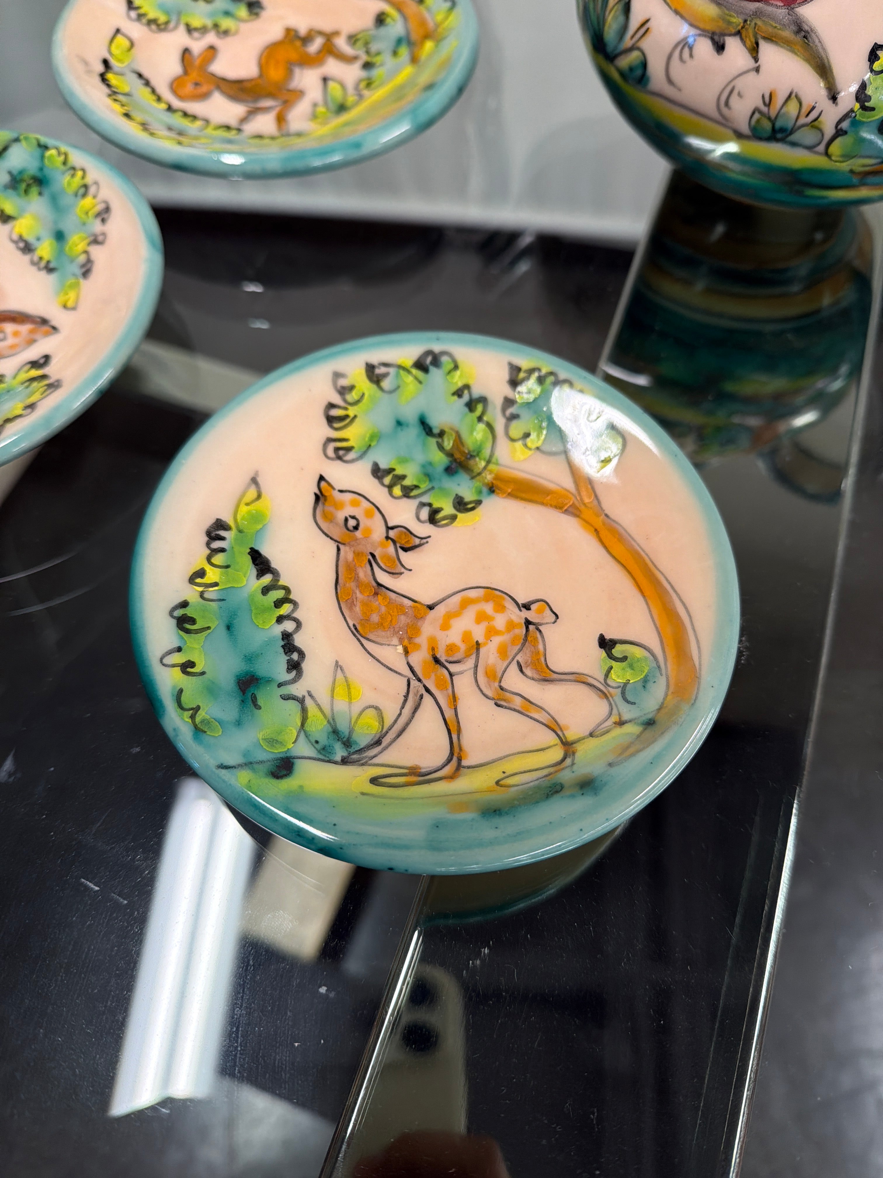 Vintage Hand-Painted Puente del Arzobispo Pottery Coffee & Condiment Set | 21 Pieces, Cerámica Cruz