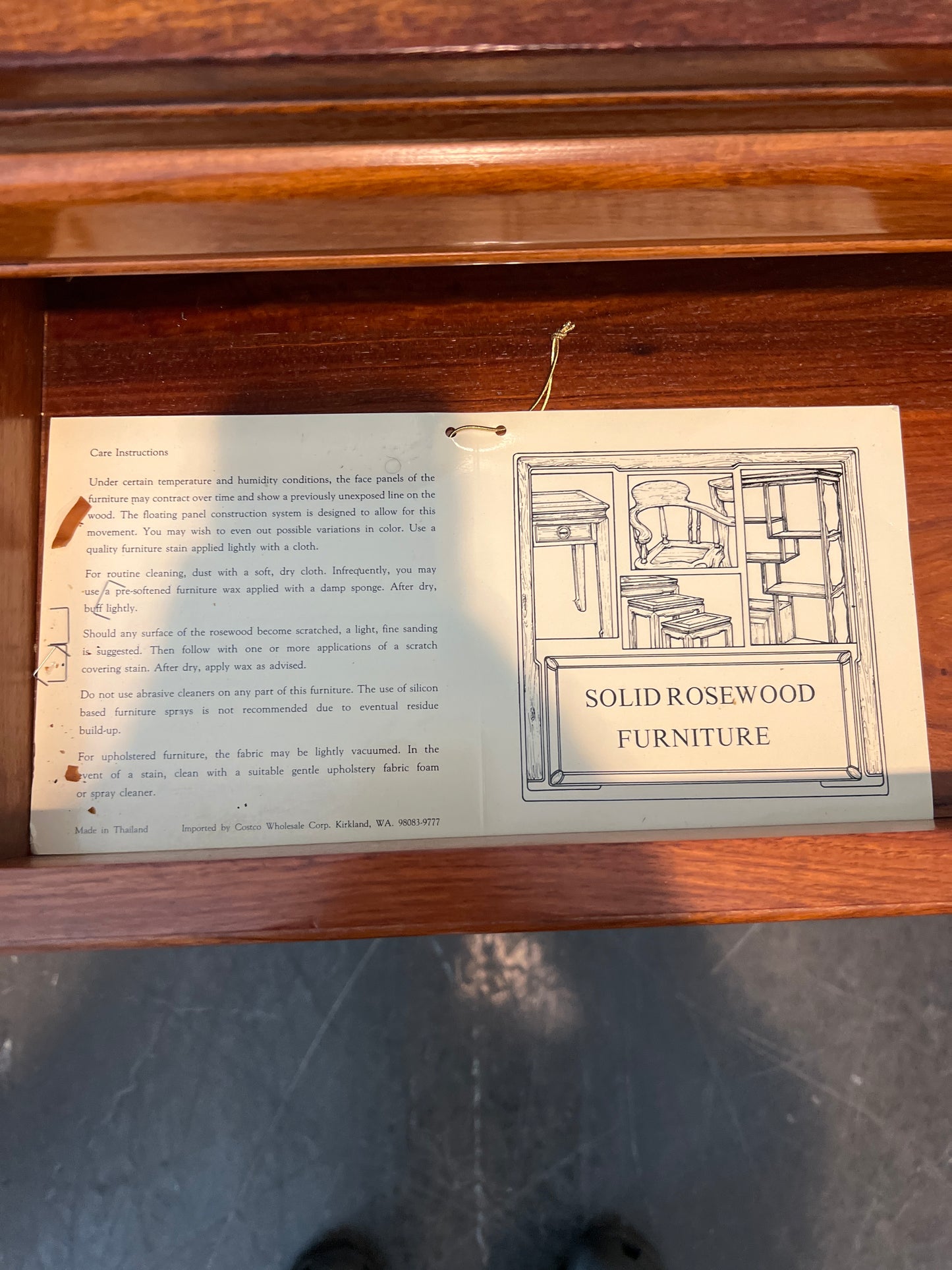 Richly-Toned Wood Writing Desk with Three Drawers