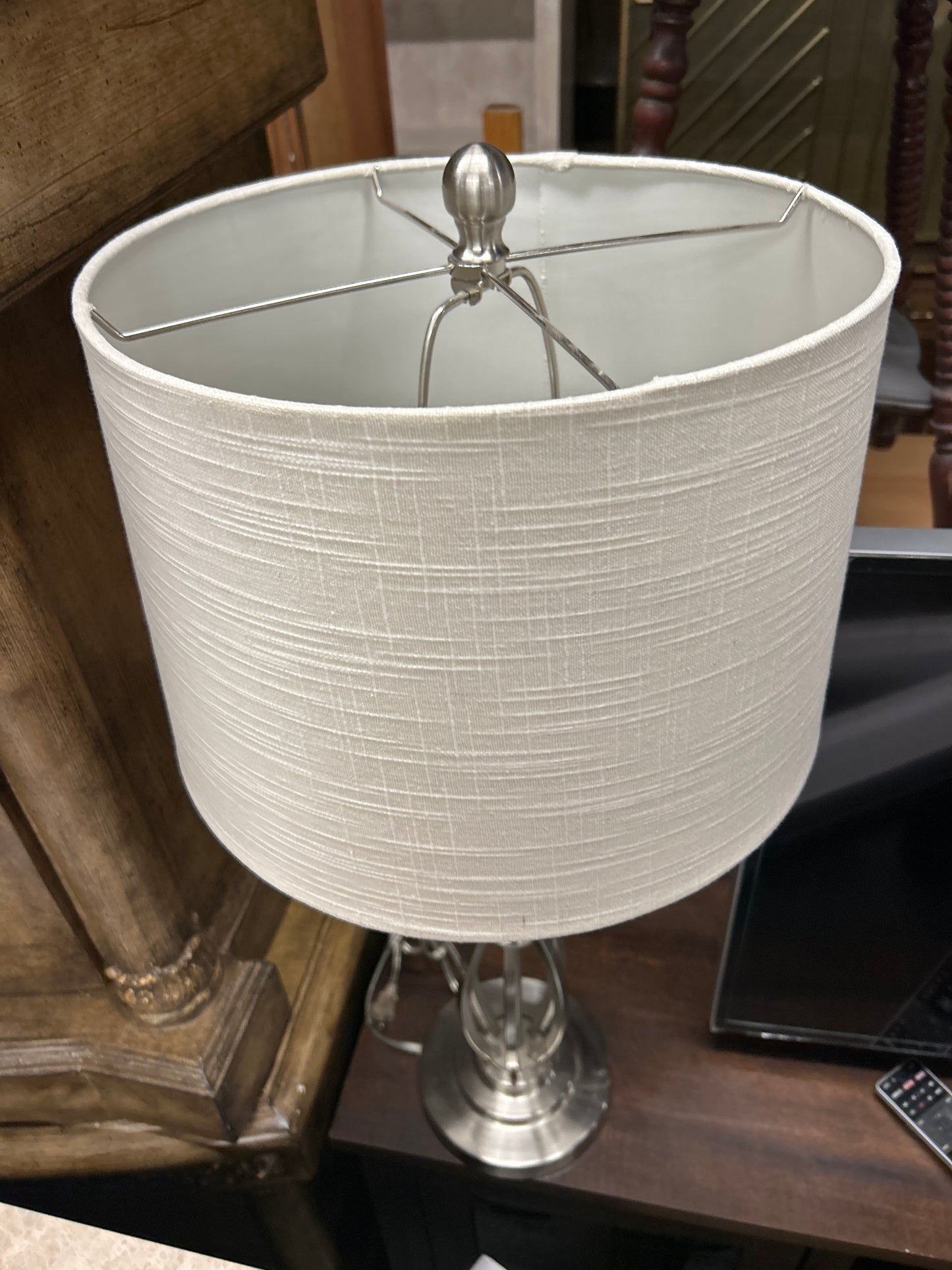 Silver Table Lamp with Oblong Curved