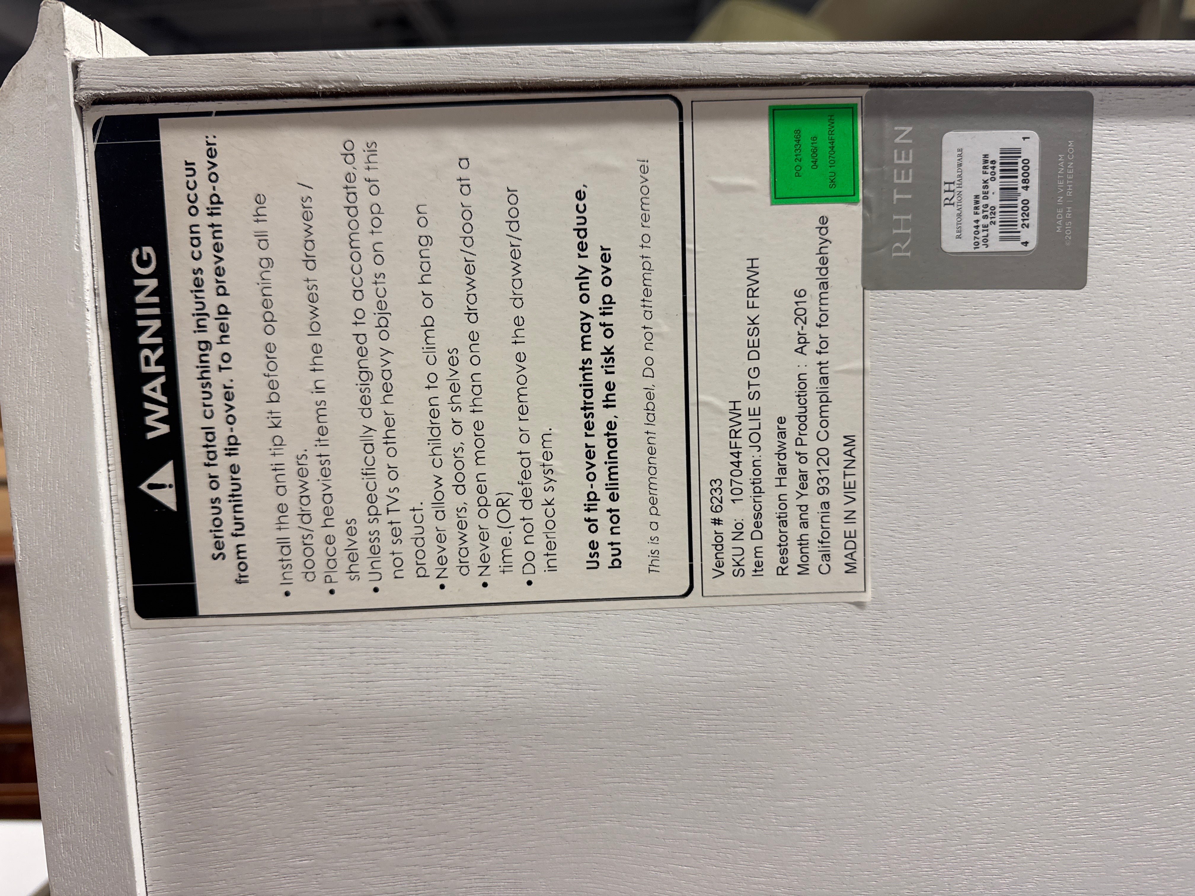 Restoration Hardware Teen "Juliette" French White Vanity Desk