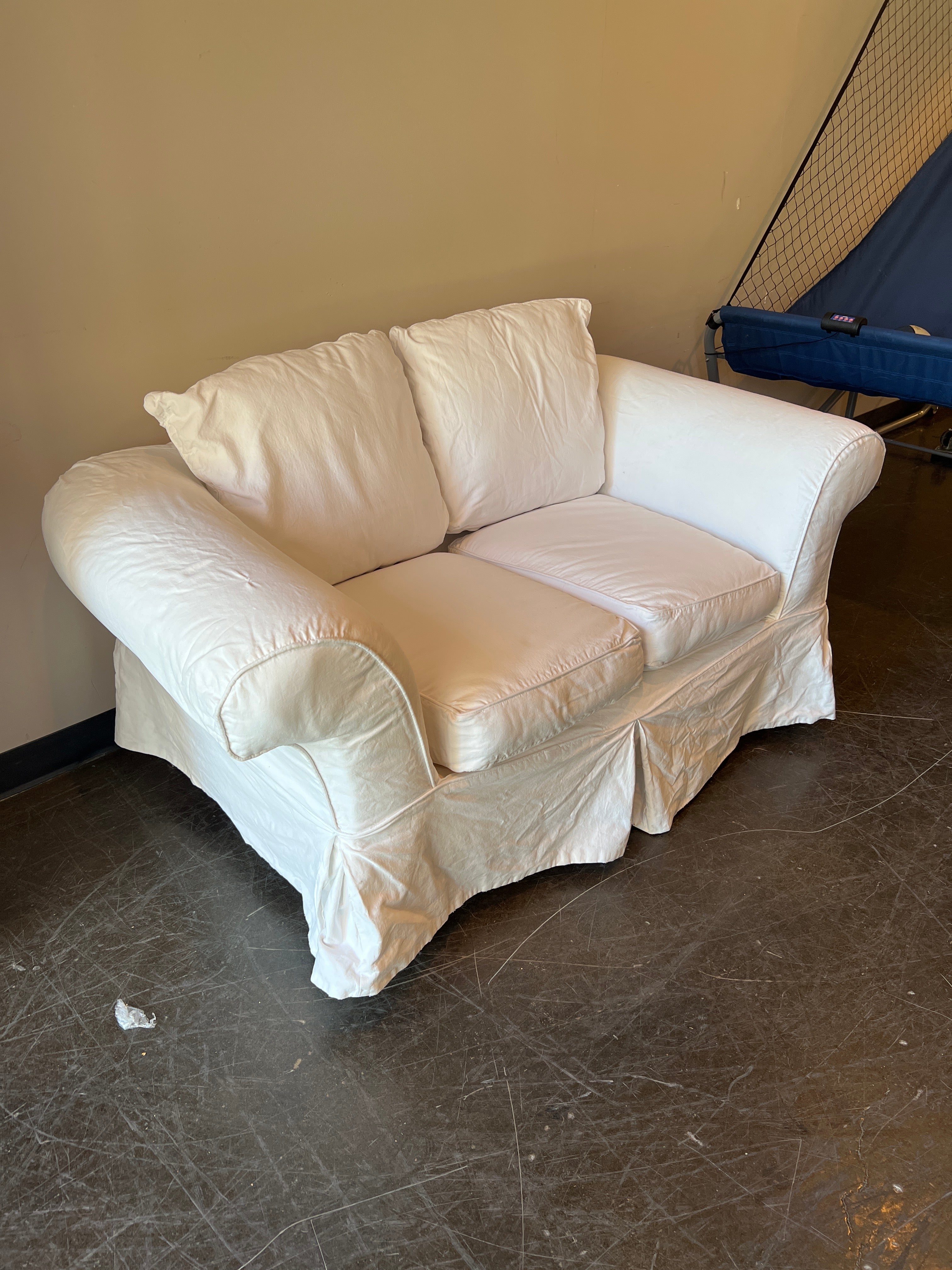 Comfortable IKEA White Slipcover Two-Seater Sofa