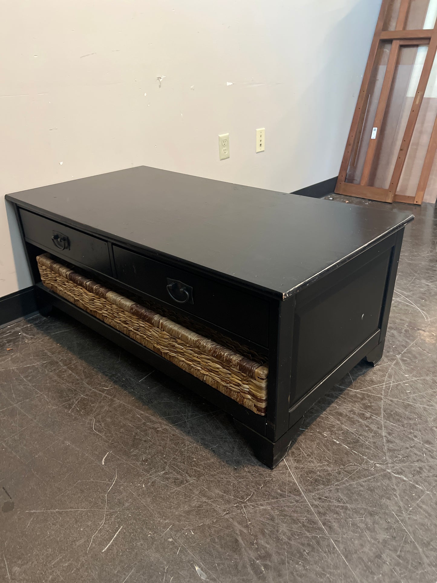 Rustic Black Coffee Table with Storage