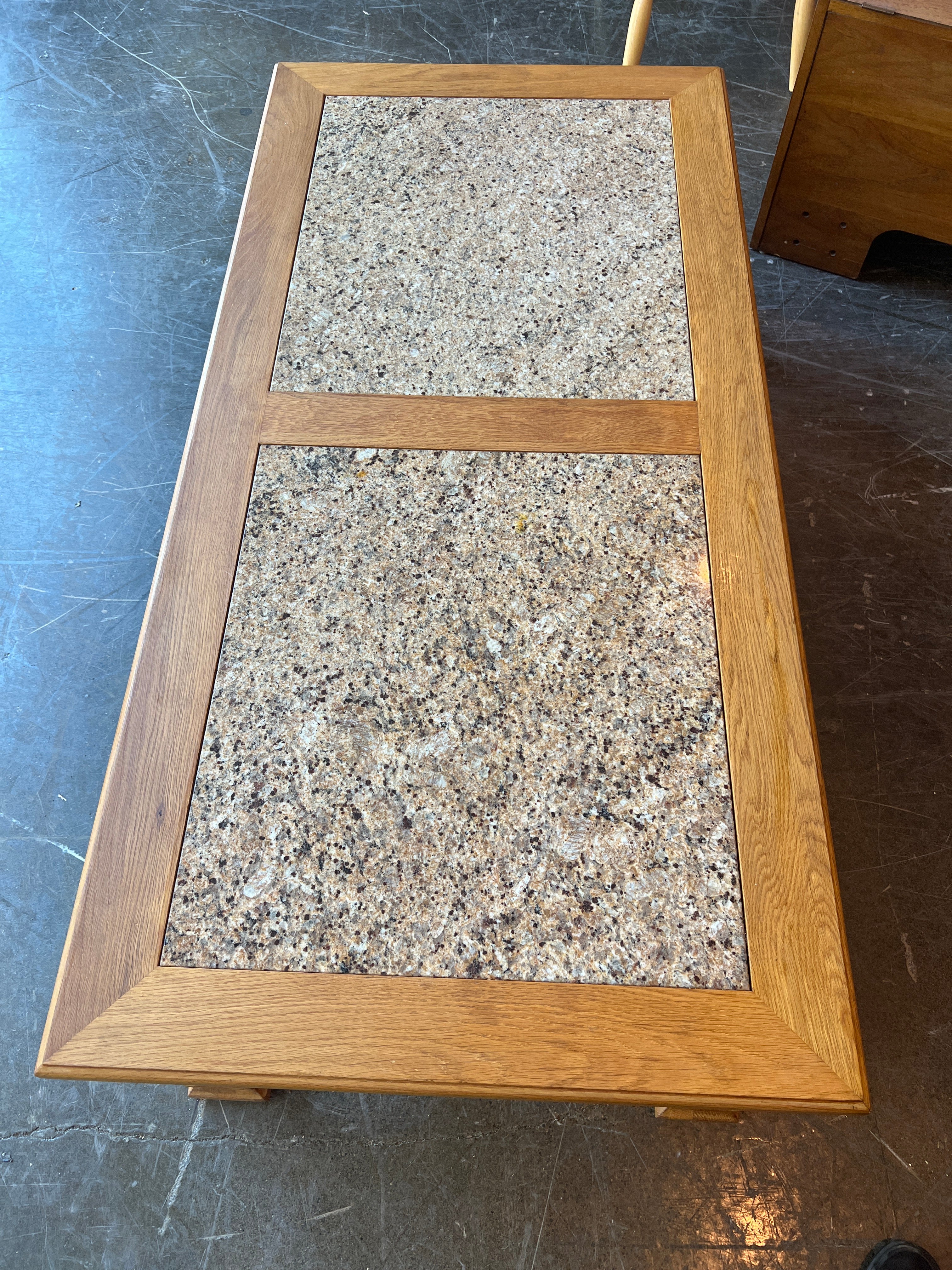 Rustic Oak Coffee Table with Granite Top