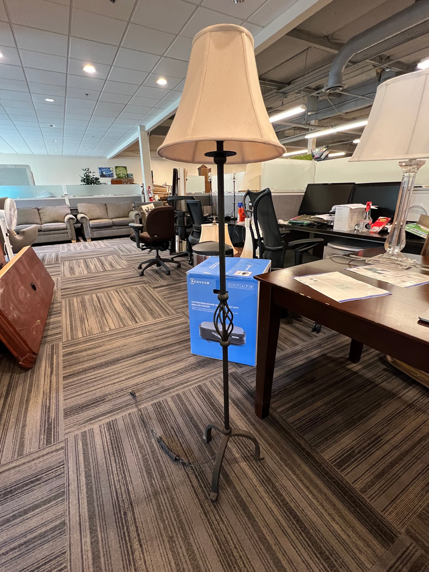 Bronze Floor Lamp With White Shade