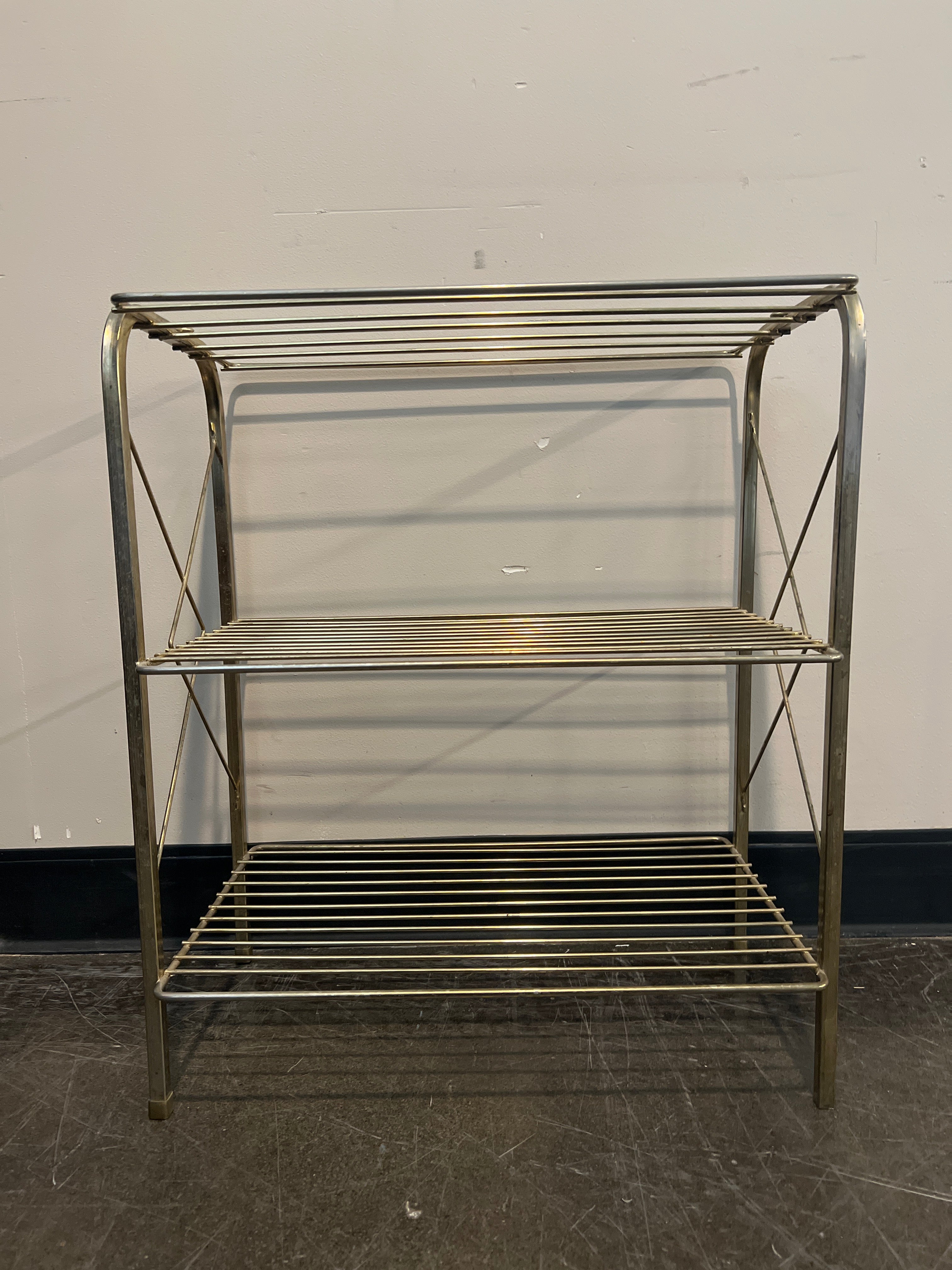 AVALADI Gold Metal Three-Tier Shoe Rack