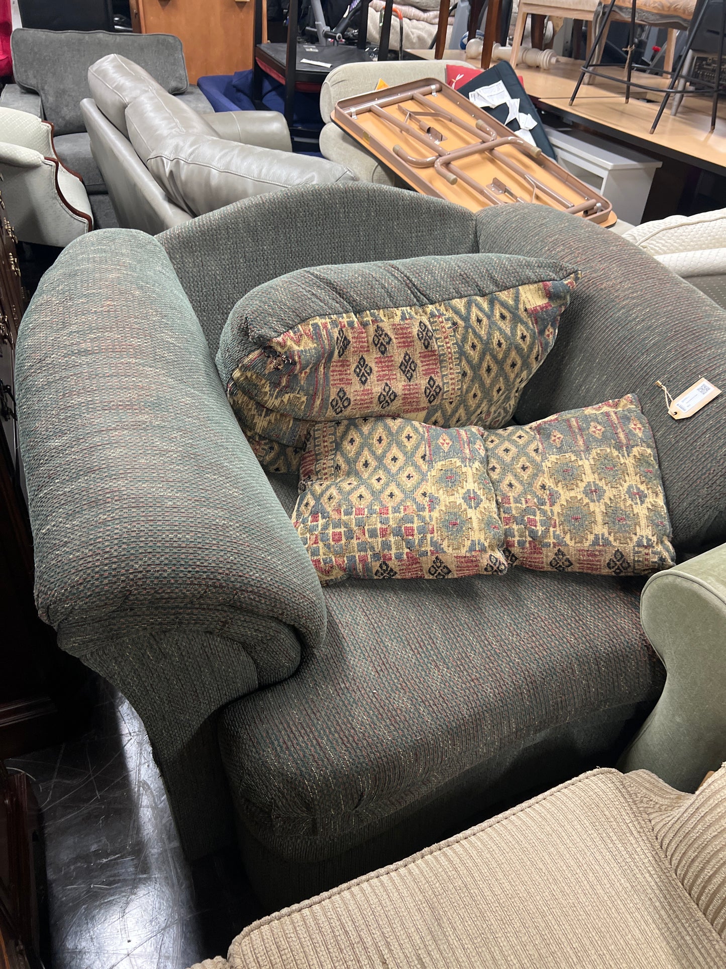Simple Design Gray Green Arm Chair