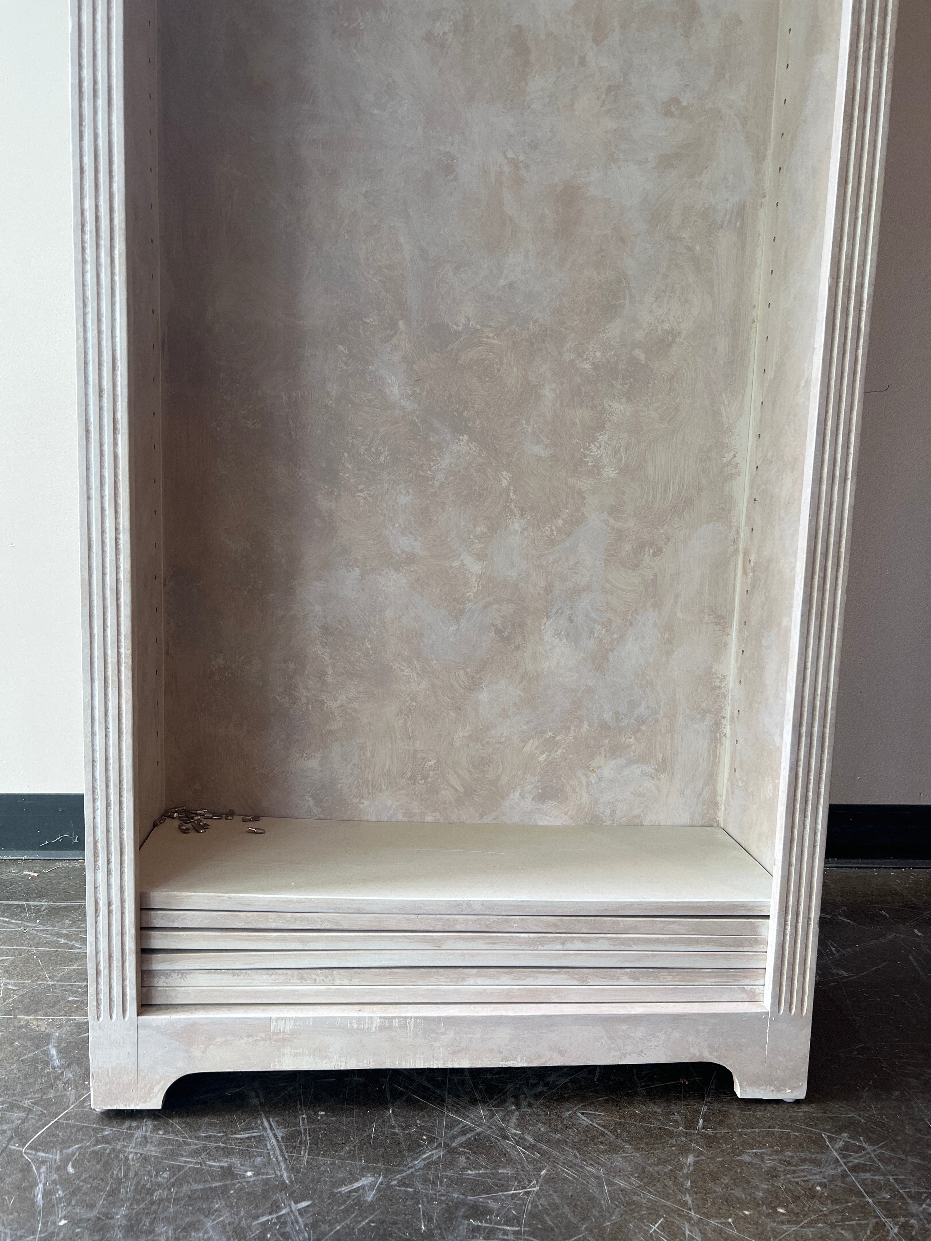 Ornate Faux Marble Bookshelf, with Five Shelves