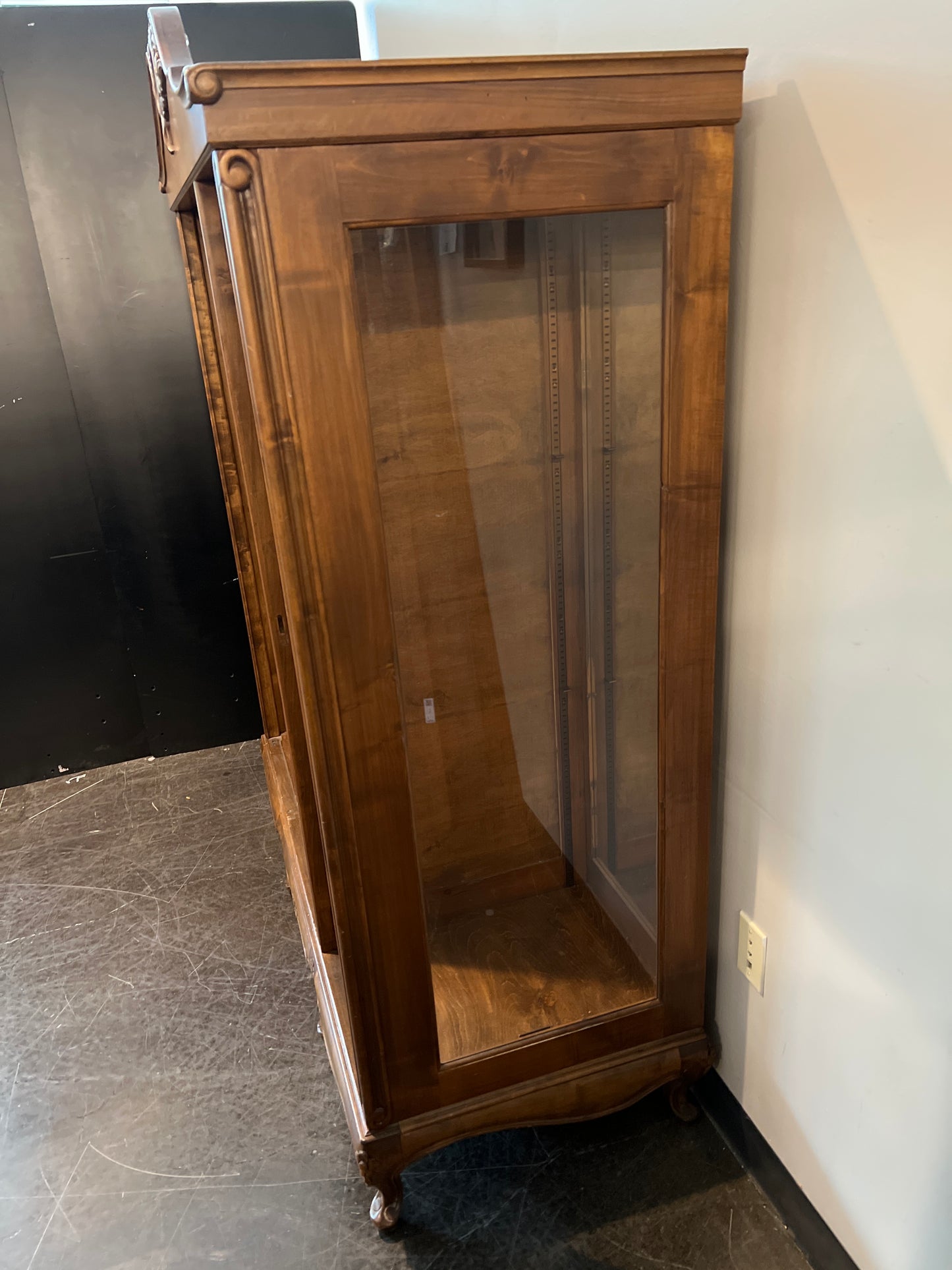 Vintage French Provincial Display Cabinet with Mirrored Back