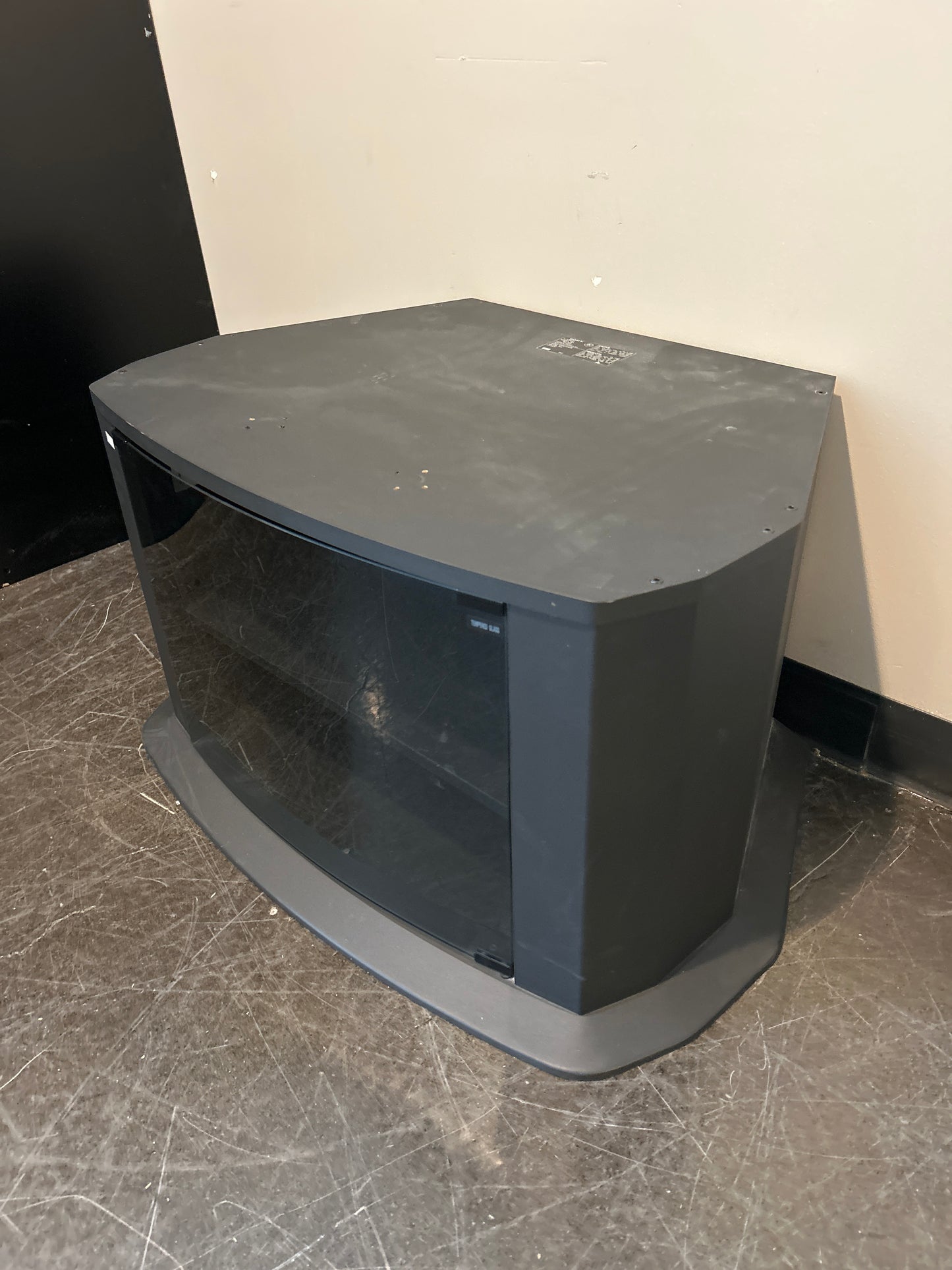 Black Glass-Door Corner Media Console