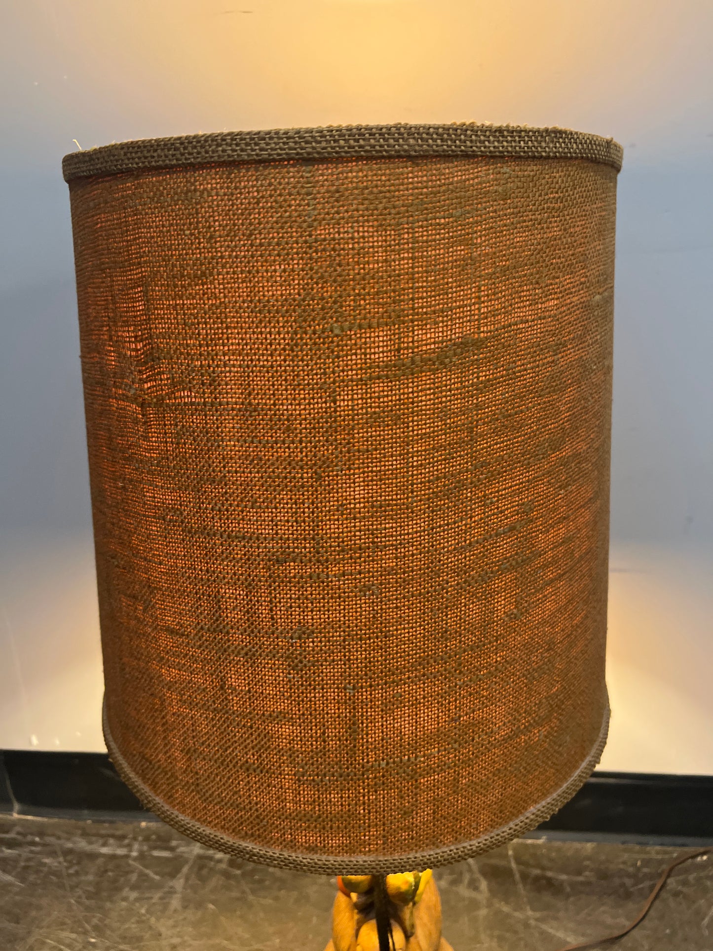 Mid-Century Modern Table Lamp with Burlap Shade