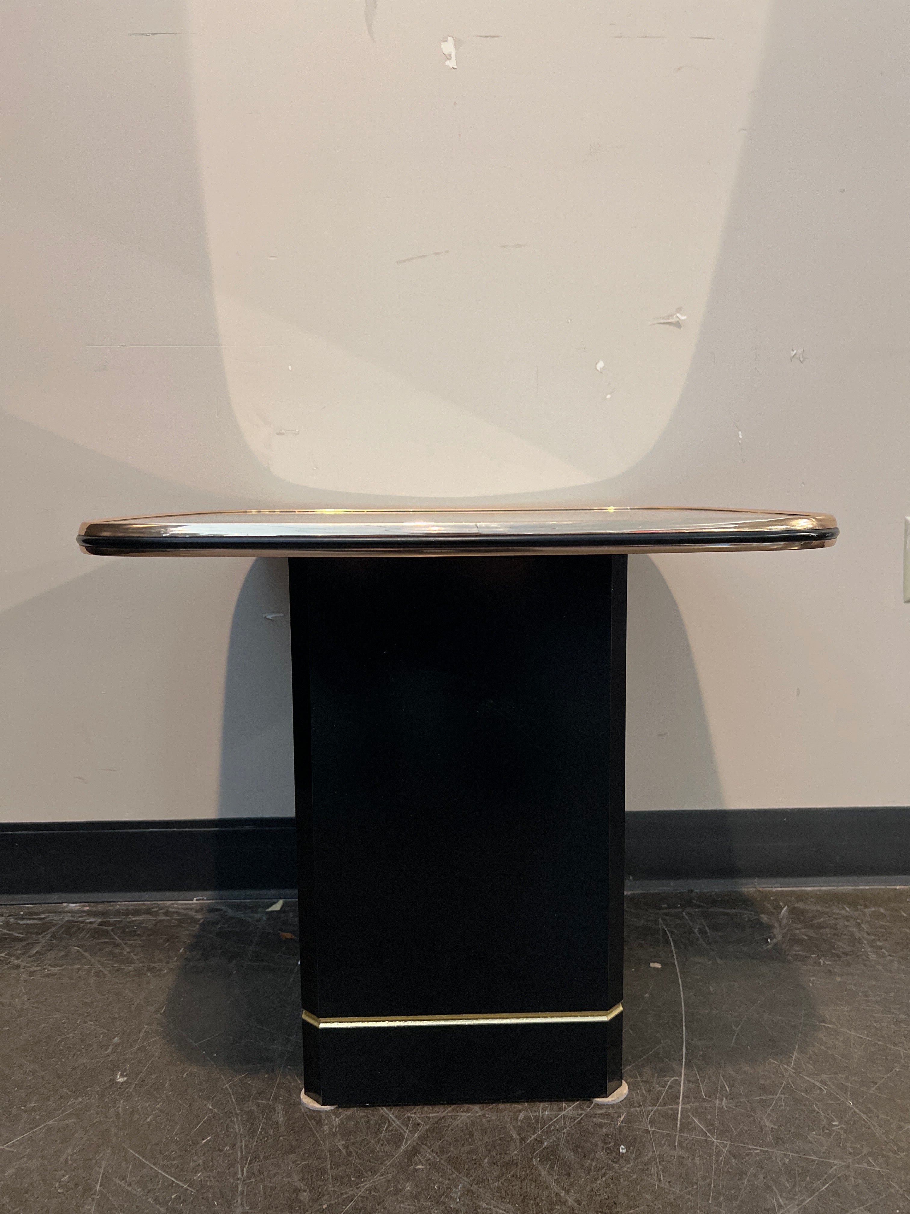 Rounded Glass Coffee Table with Gold Frame