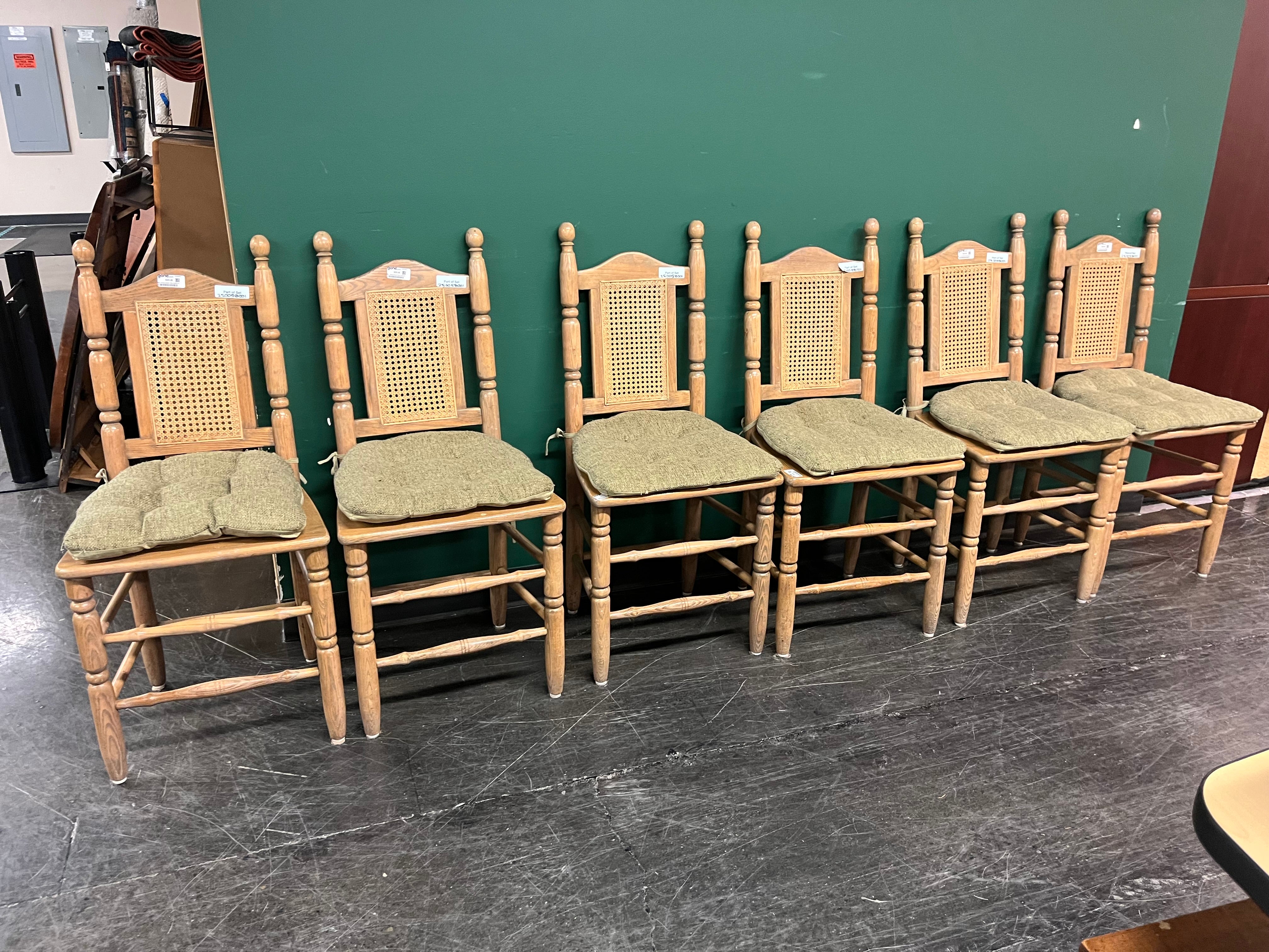 Mid Century Modern Sturdy Wood Dining Set with Six Chairs and Two Leafs