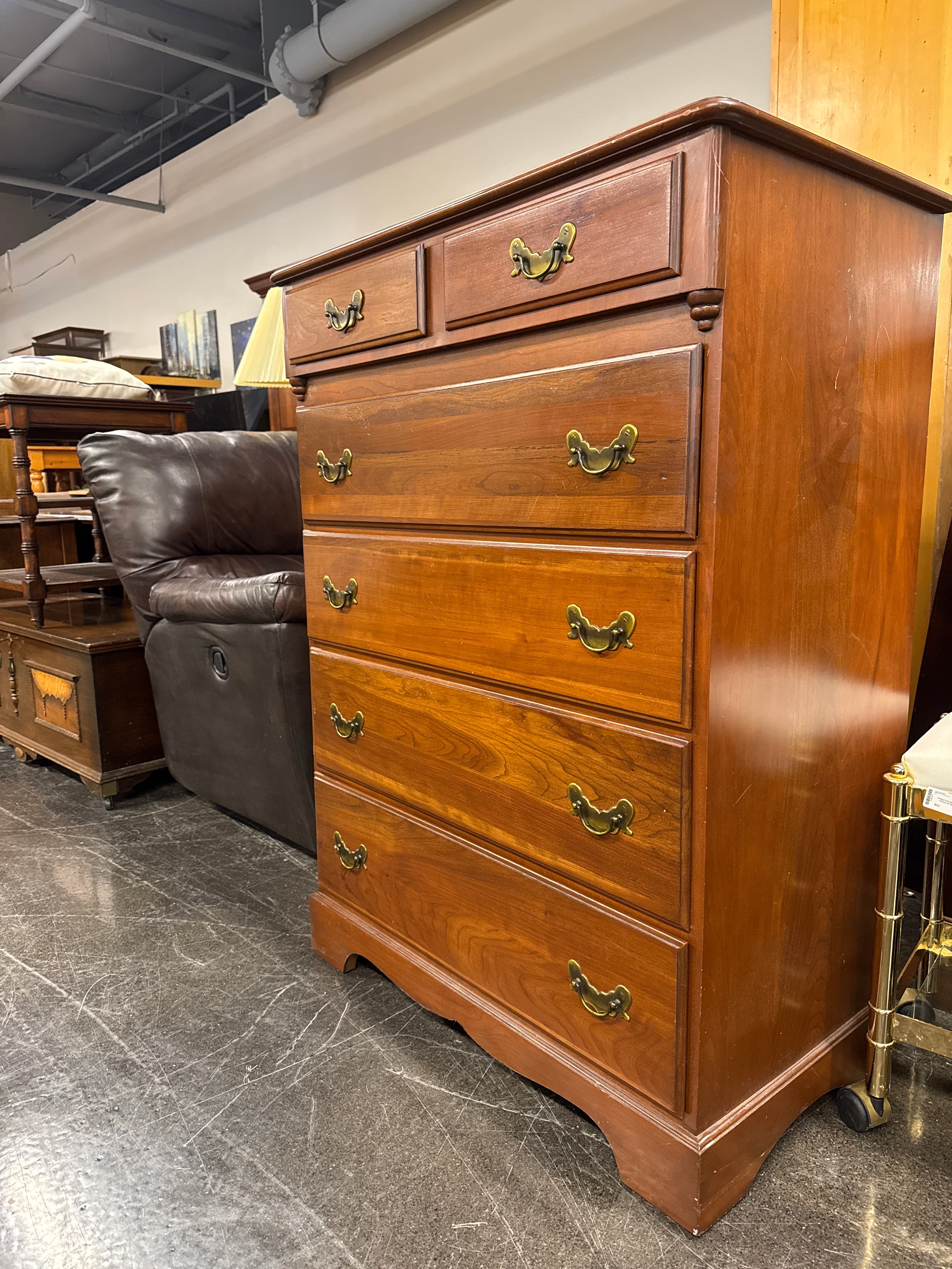 Six Drawer Tall Dresser with Metal Hardwear